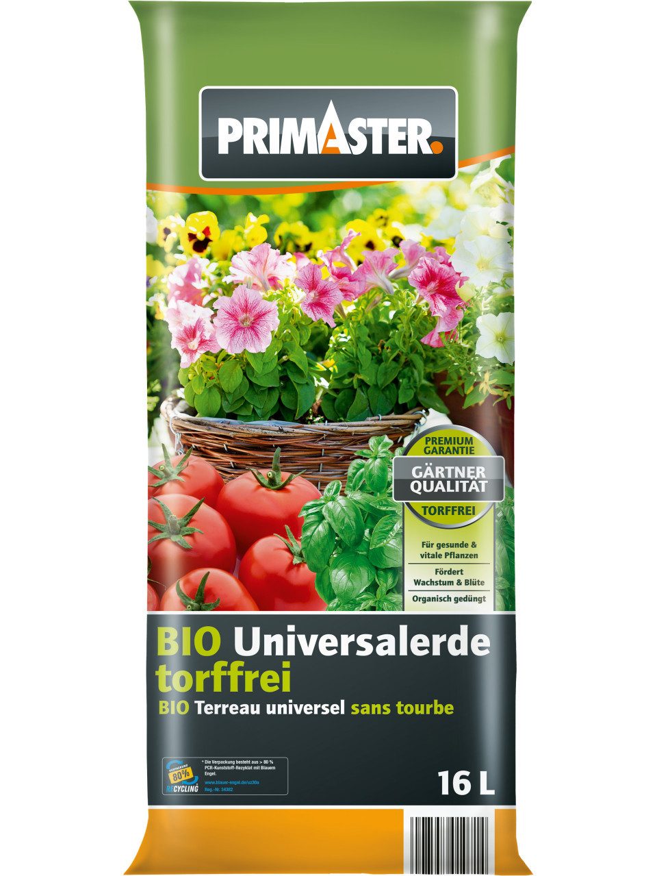Blumenerde Primaster Bio Universalerde 16 L torffrei