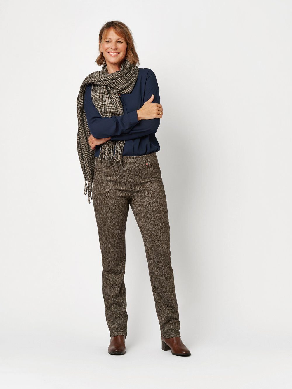 Relaxed by TONI Stretch-Hose Alice mit Fischgratmuster
