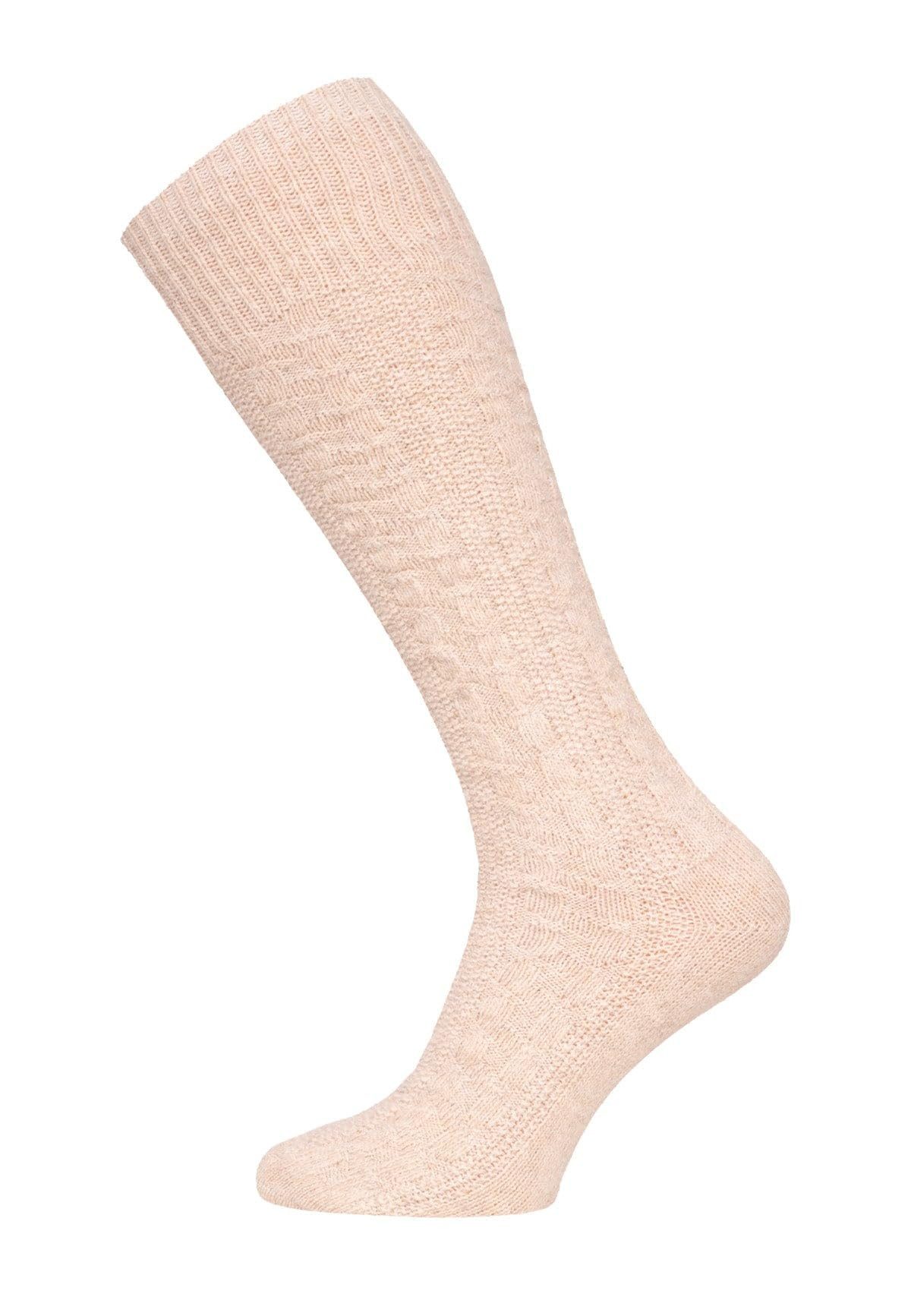 HomeOfSocks Kniestrümpfe Kniestrumpf aus 70% Lammwolle mit Zopfmuster Feine und strapazierfähige Lambswool Kniestrümpfe