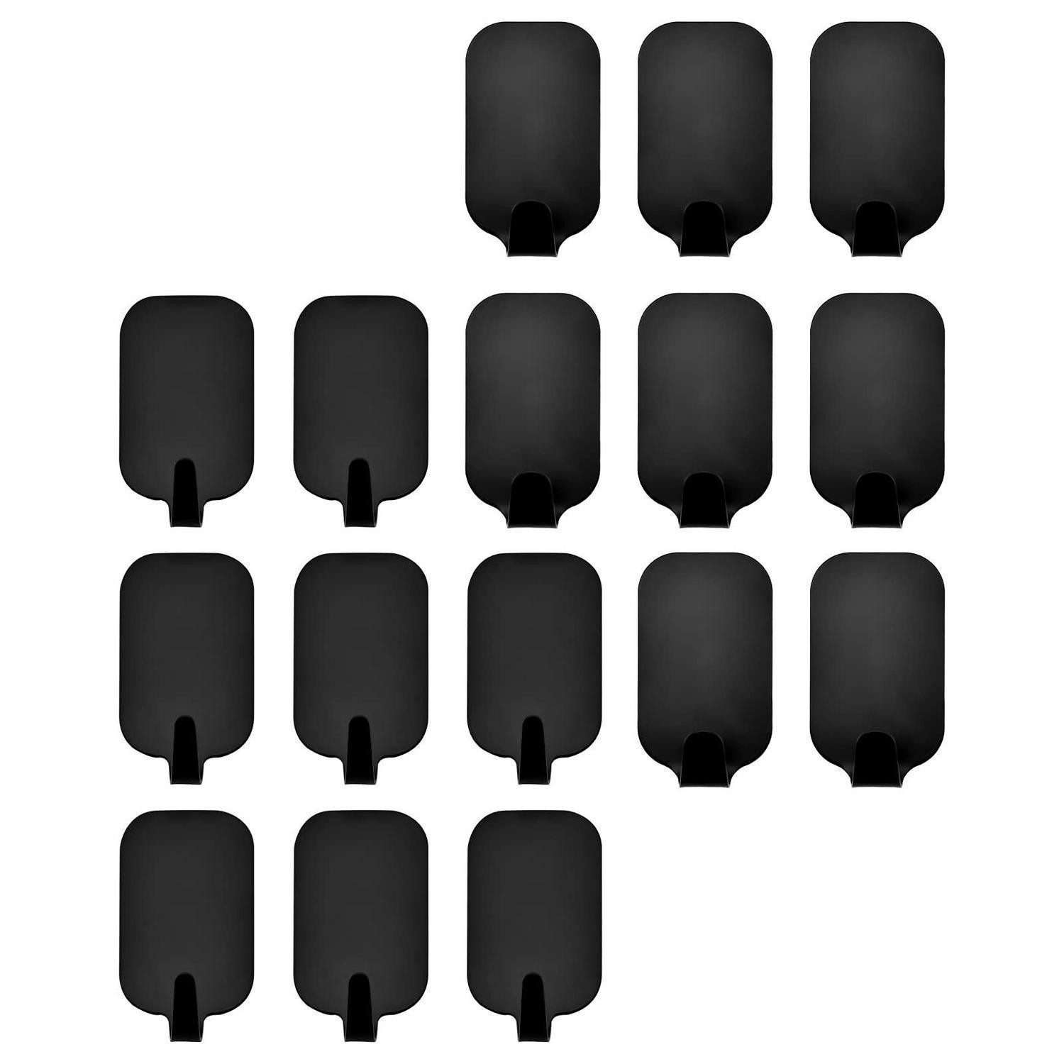 LuxusKollektion Klebehaken Haken Edelstahl 16Stk Schwarz Stark Haftend, (16-St)