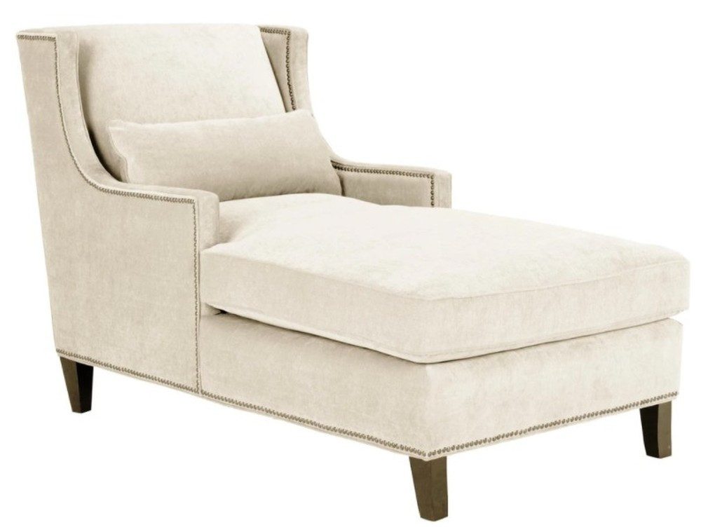 JVmoebel Chaiselongue Beige Ottomane mit Wellenunterfederung und Holzfüßen, 1 Teile, Made in Europa