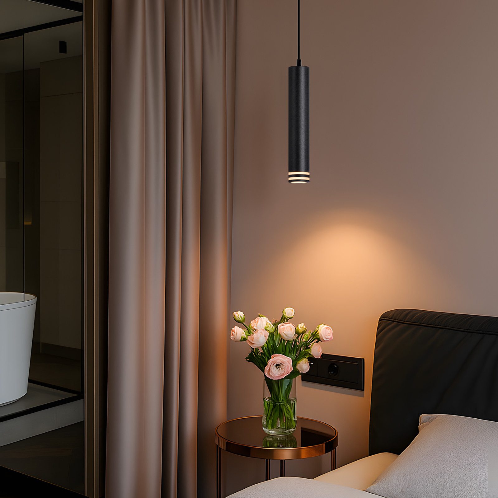 Nettlife Pendelleuchte Moderne Hängelampe Schwarz/Weiß 1-flammig GU10 Aluminium, ohne Leuchtmittel, Esstischlampe für Wohnzimmer Küche