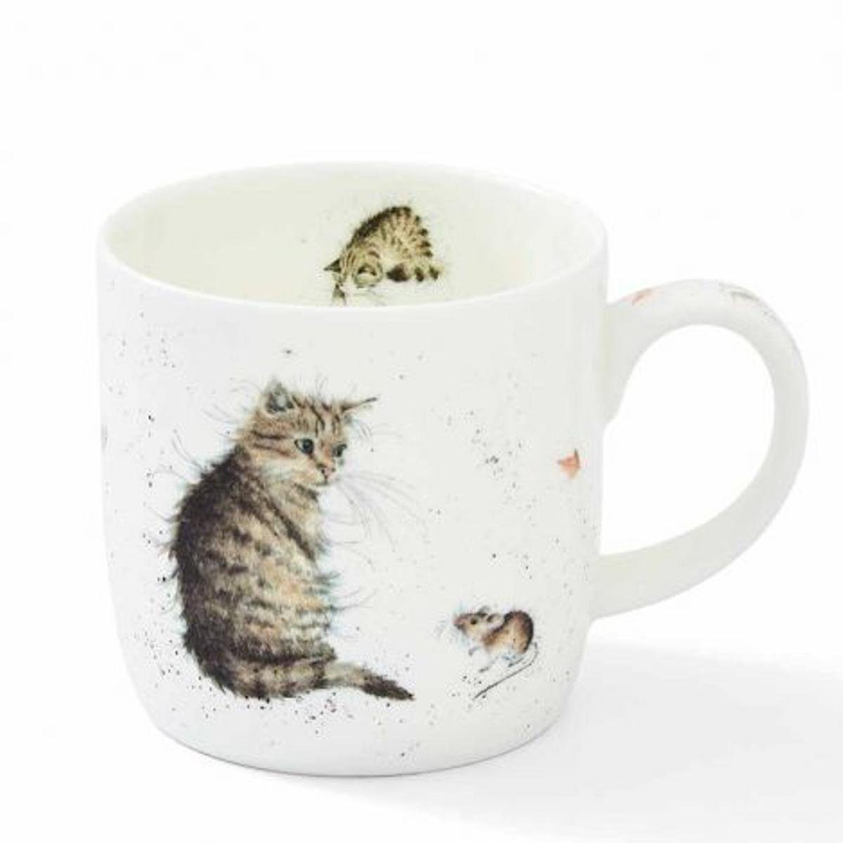 Wrendale Becher Wrendale Designs Porzellan-Becher Katz und Maus, ca. 310 ml, Porzellan