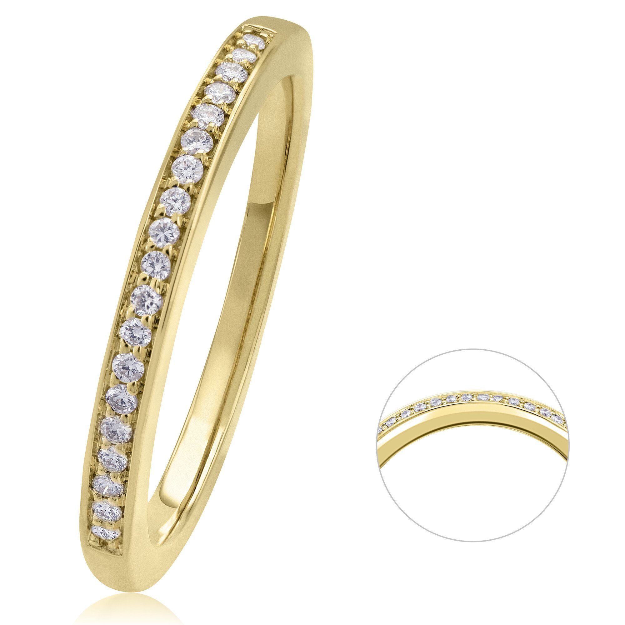 Memoire ct 0.09 Diamantring Brillant Ring Gold Gelbgold, 585 Memoire Diamant Damen Schmuck aus ONE ELEMENT