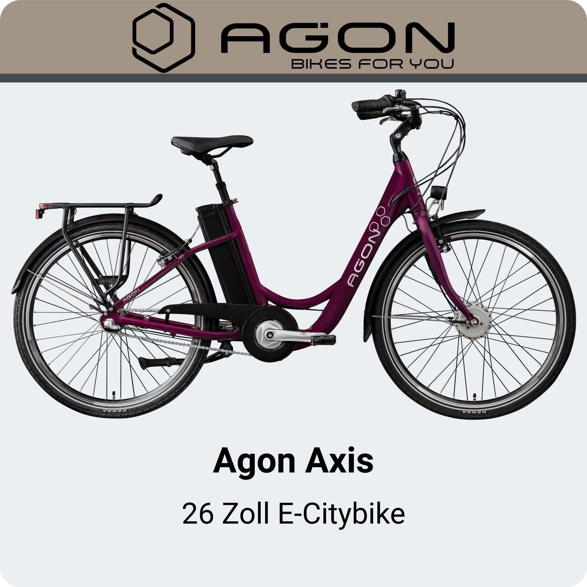 AGON E-Bike Cityrad Axis, 3 Gang, Nabenschaltung, Frontmotor, 536 Wh, Pedelec, Elektrofahrrad für Damen u. Herren