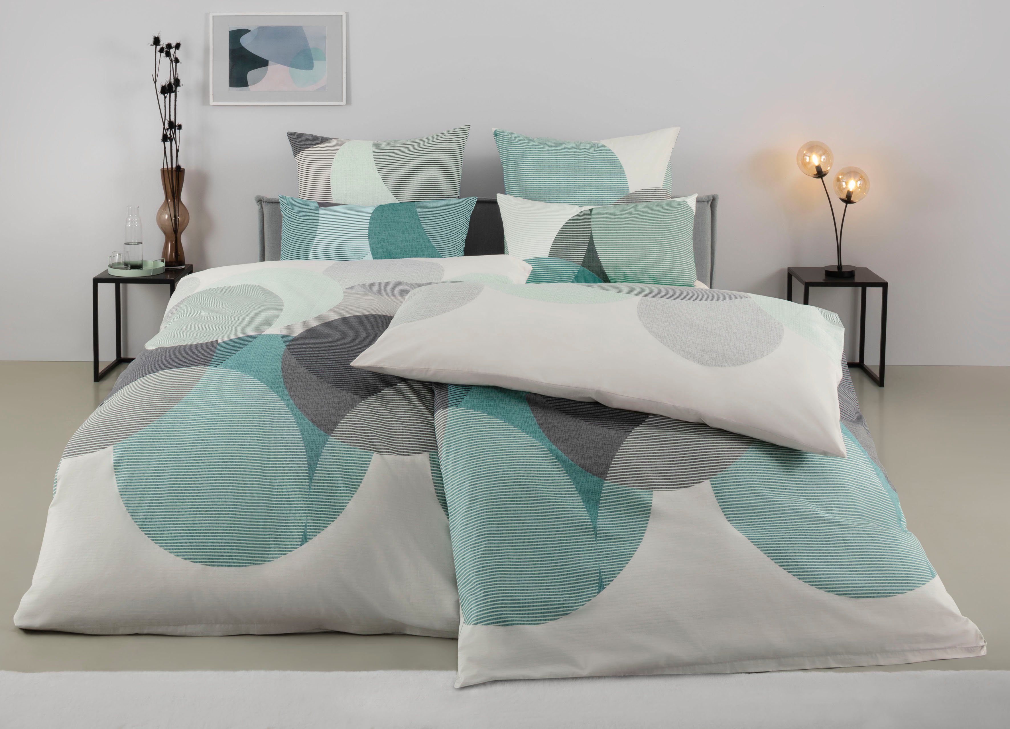 OTTO home Bettwäsche Carla ab Gr. 135x200 cm und in drei Qualitäten, Renforcé, 2 teilig, 100% Baumwolle, geometrisches Design, Kreise, Bierbaum by OTTO home
