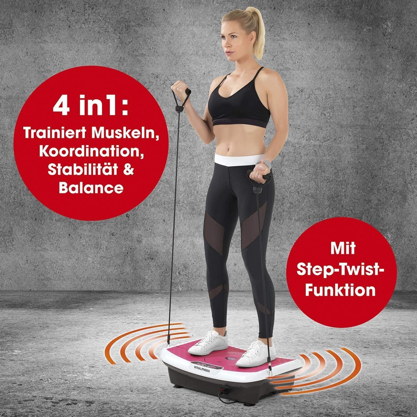 VITALmaxx Vibrationsplatte Power Vibro, 200 W, Vibro Shake It  Vibrationstrainer Ganzkörper Step-Twist-Funktion