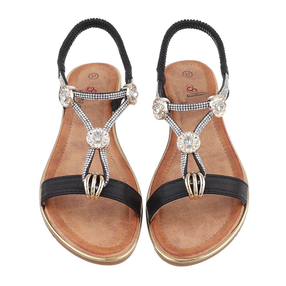 Ital-Design Damen Freizeit Riemchensandalette (86016763) Keilabsatz/Wedge Riemchensandalen in Schwarz