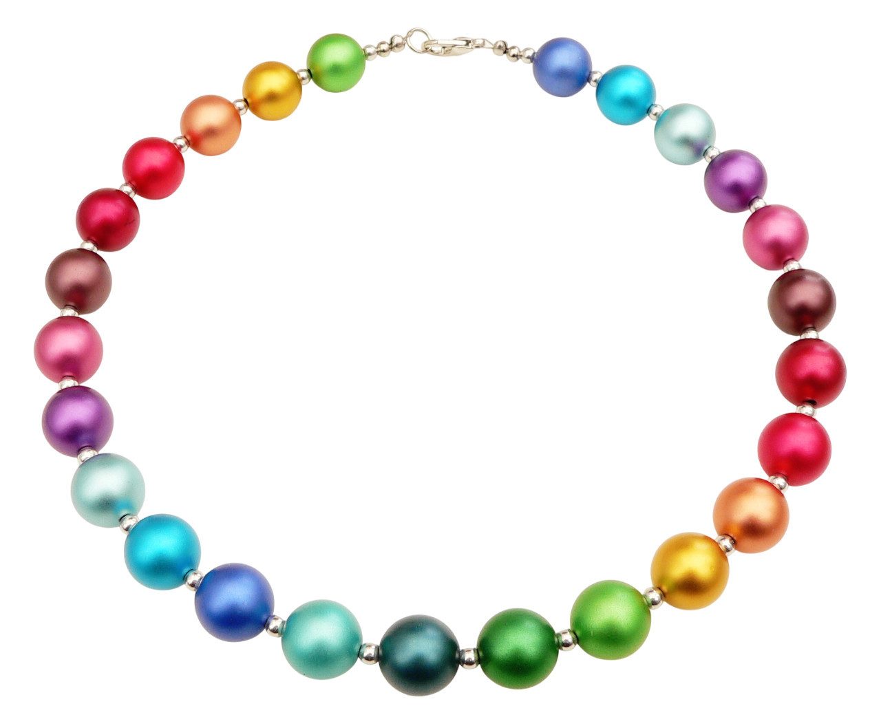 Kette ohne Anhänger 209a Collier Perlen Alu eloxiert 14mmØ multicolor mehrfarbig bunt