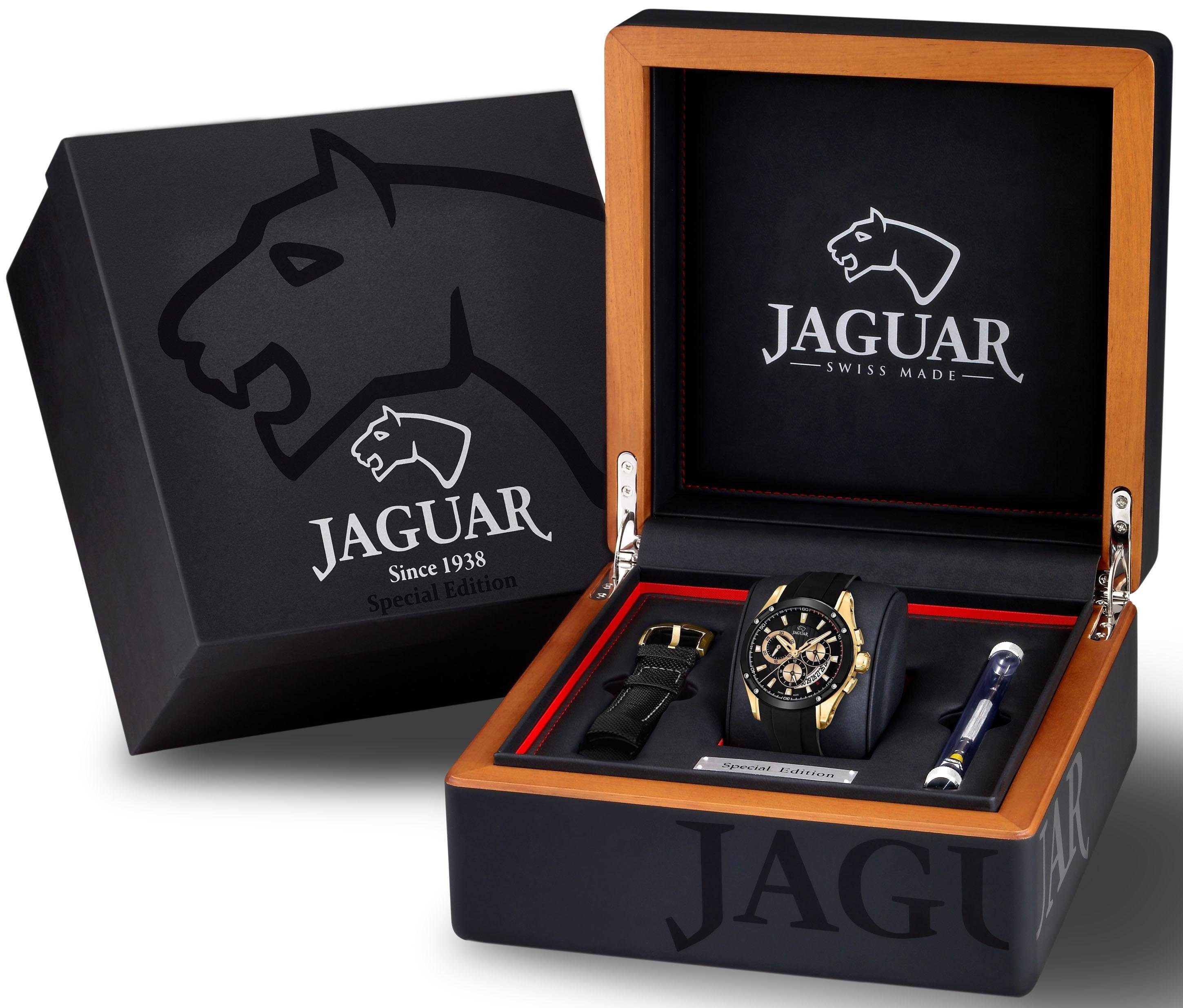 Jaguar Chronograph Special Edition J691/2, (Set, 3-tlg., mit Wechselband und Werkzeug), Armbanduhr, Herrenuhr, Saphirglas, Swiss Made, ideal auch als Geschenk