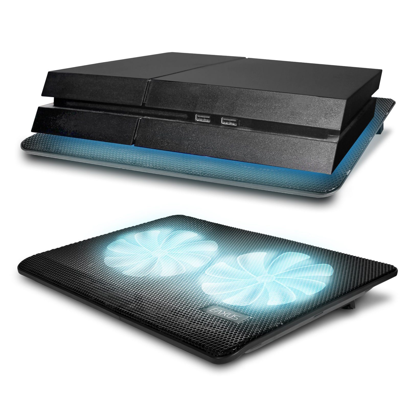 blauer Laptops LED-Beleuchtung EAXUS PlayStation Konsolen. mit Kühler, Notebook-Kühler auch Lüfter 4, für PS5, & Padeax weitere