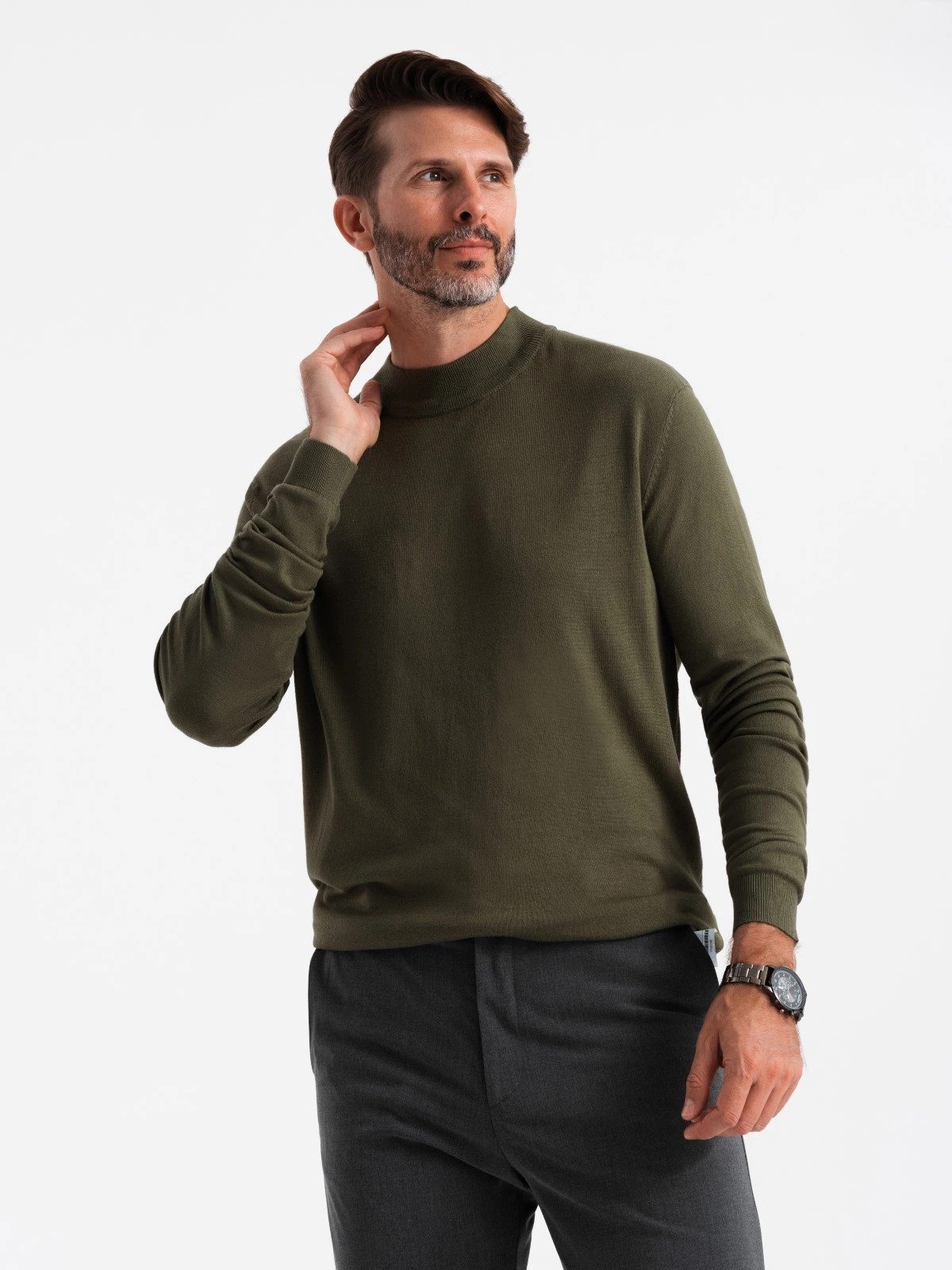 OMBRE Rollkragenpullover Gestrickter halber Rollkragenpullover für Männer mit Viskose