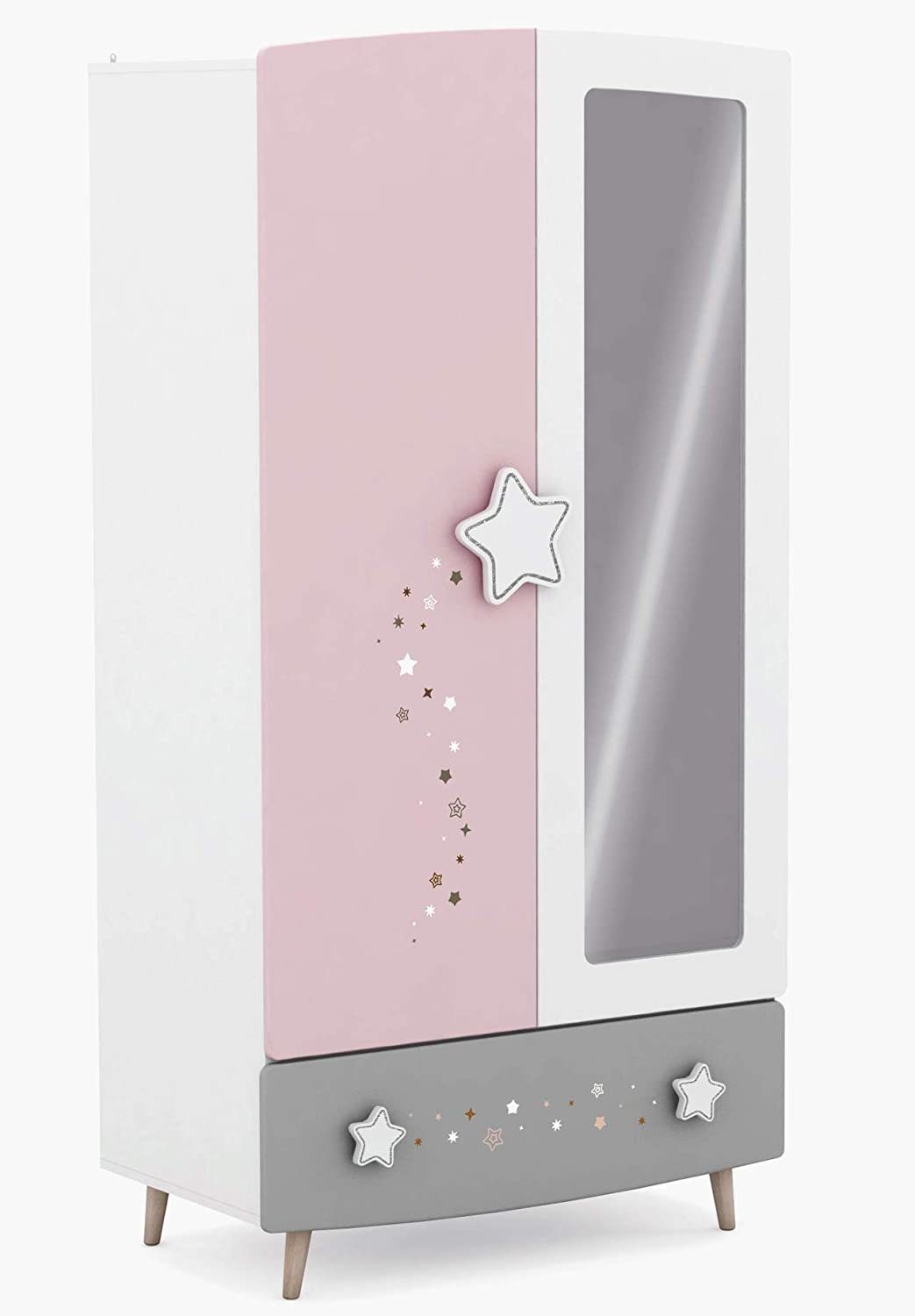habeig Kleiderschrank Kleiderschrank Himmelssterne #441 rosa/weiß günstig online kaufen