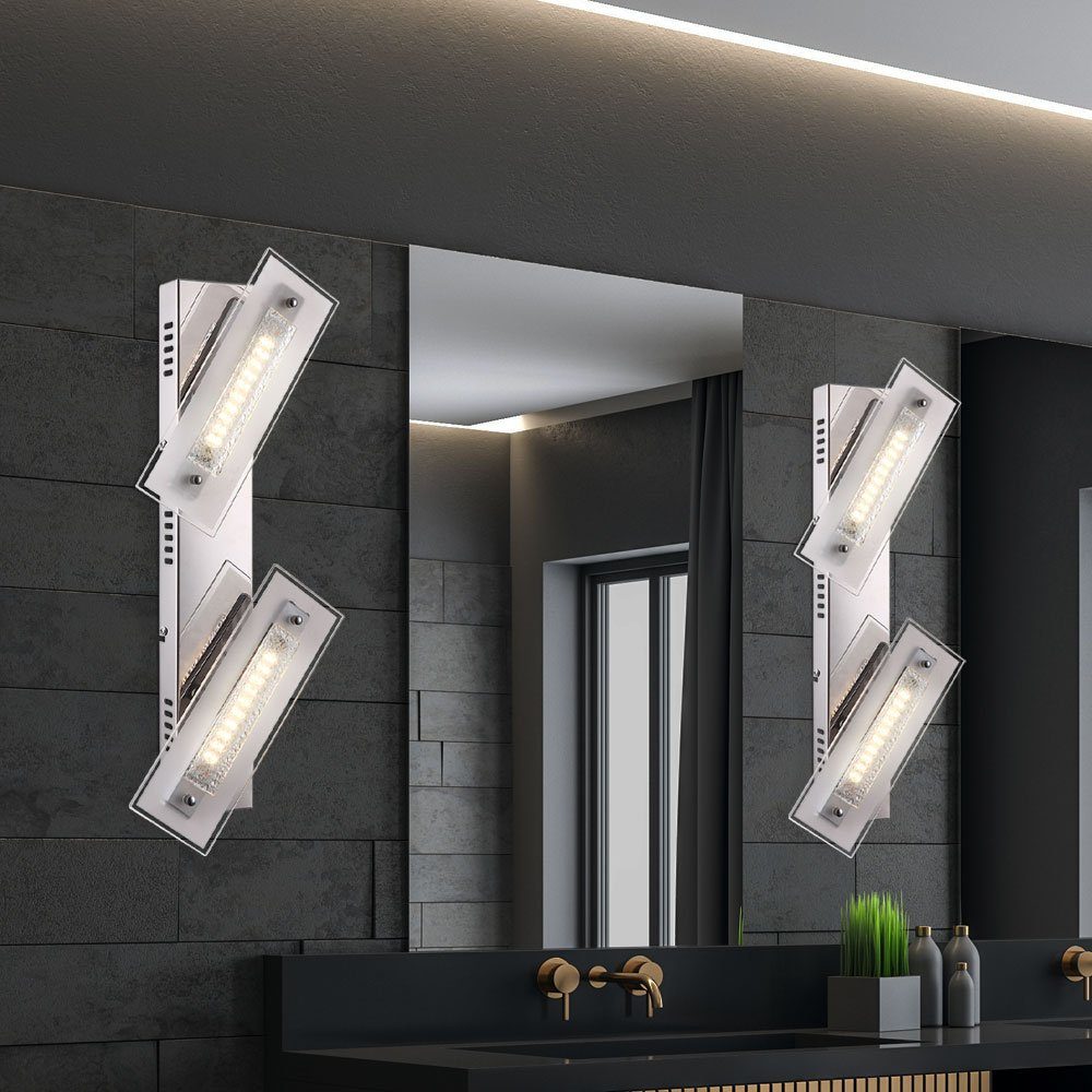 etc-shop LED Wandleuchte, LED-Leuchtmittel fest verbaut, Warmweiß, 2er Set LED Design Wand Lampen Wohn Zimmer Beleuchtung Chrom Leuchten