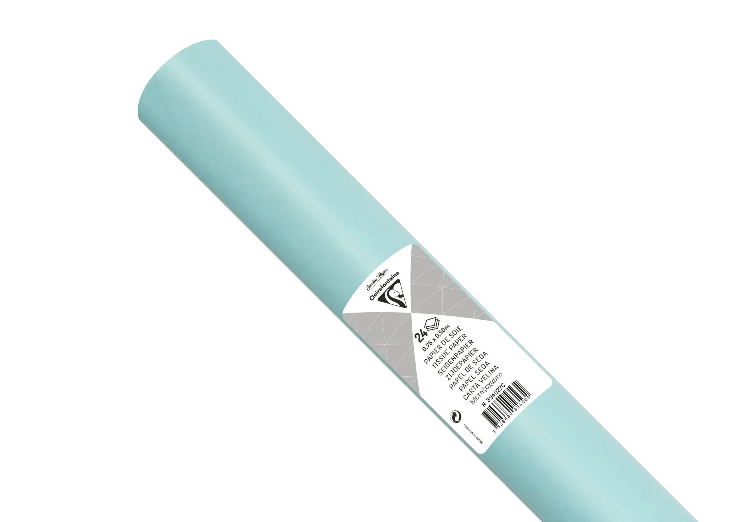 CLAIREFONTAINE Seidenpapier 5x Seidenpapier Rolle 24 Bogen 18g/m2 50x75cm Himmelblau 394027C, Seidenpapier