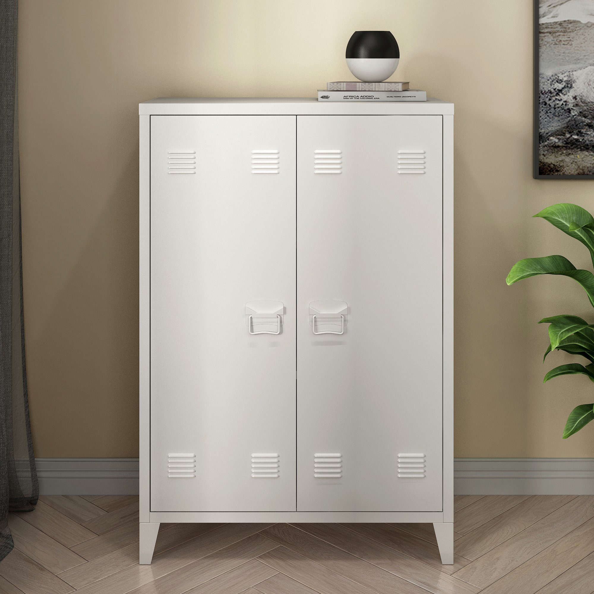 en.casa Aktenschrank »Oripää« mit 2 Türen Stahl 110x75x33 cm Weiß günstig online kaufen