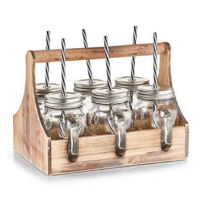 Neuetischkultur Скло-Set Trinkgläser-Set 7-teilig, Glas, Metall, Holz, für Limonade, Eistee und Bowle