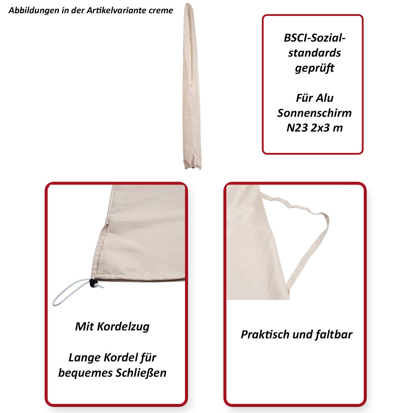 MCW Abdeckhaube Castellammare-H-2x3m, Mit Kordelzug