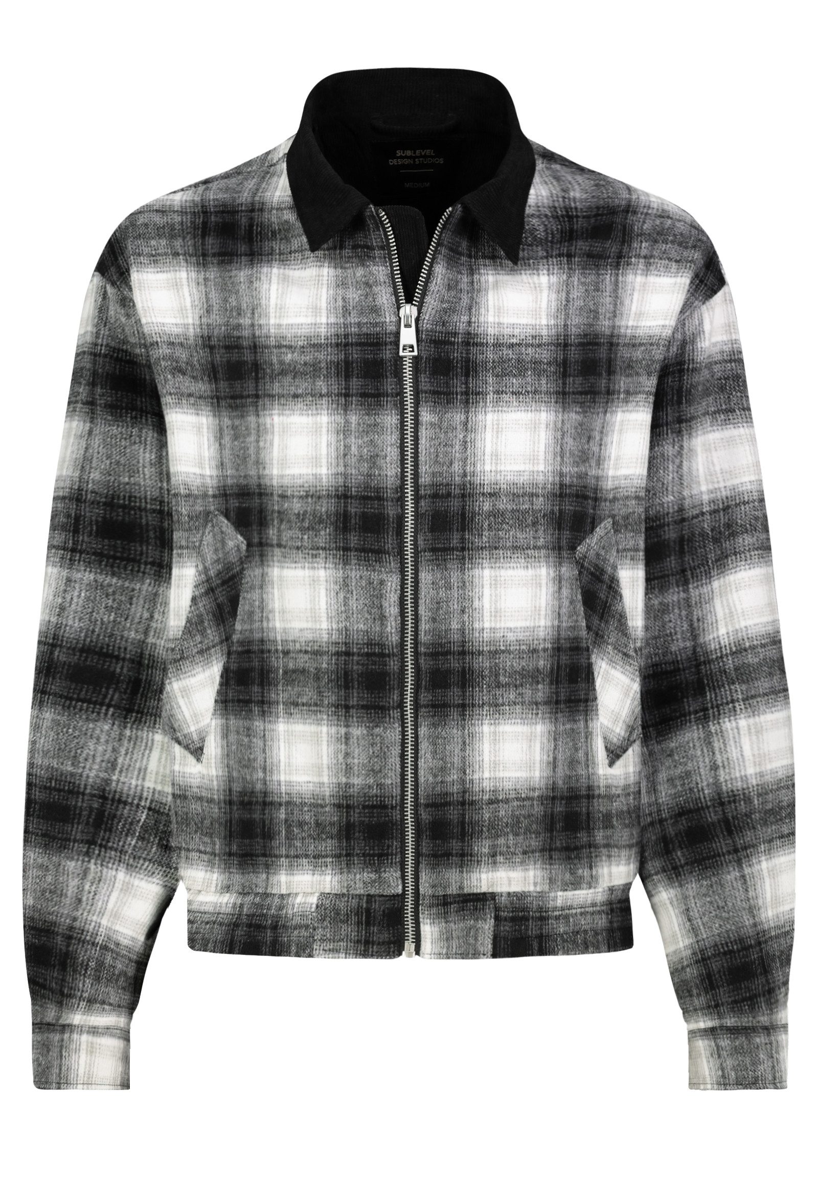 SUBLEVEL Winterjacke Herren Blouson Jacke kariert Cord-Kragen, unterschiedliche Karomuster