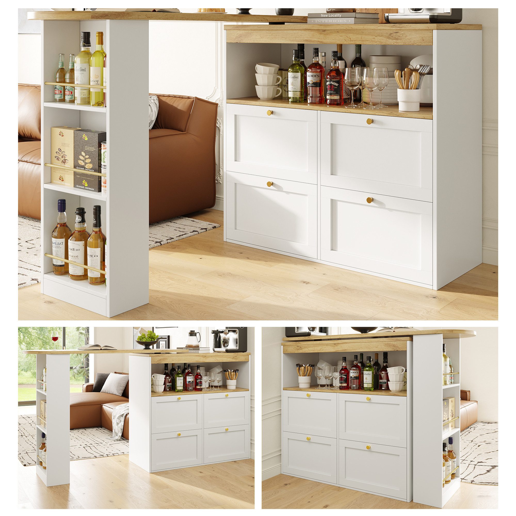 KLAM HOME Bartisch Essbar ausziehbar 360° günstig online kaufen