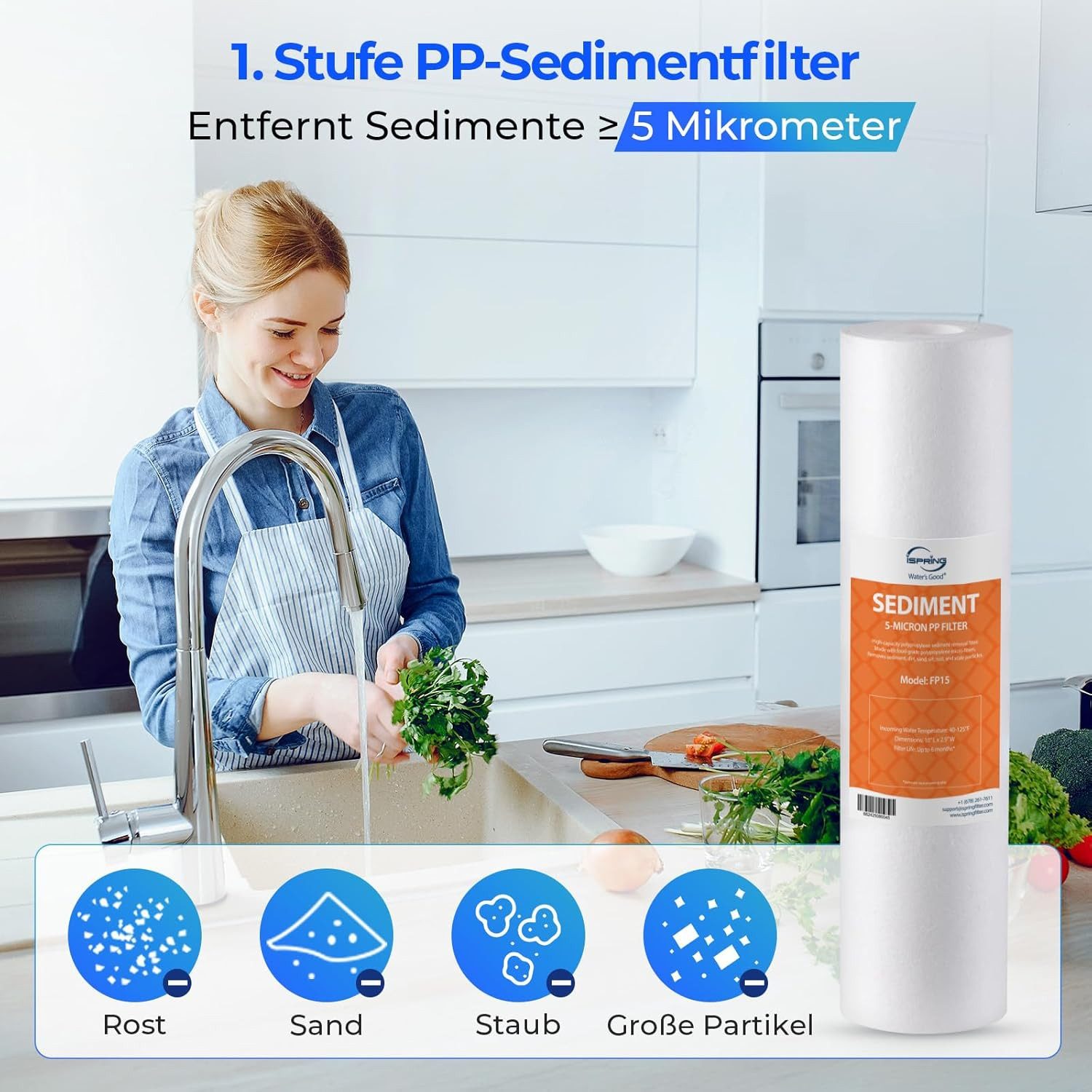 iSpring Ersatzfilter F7/F3/F9K Ersatzfilter für RO-Systeme, ohne Membran