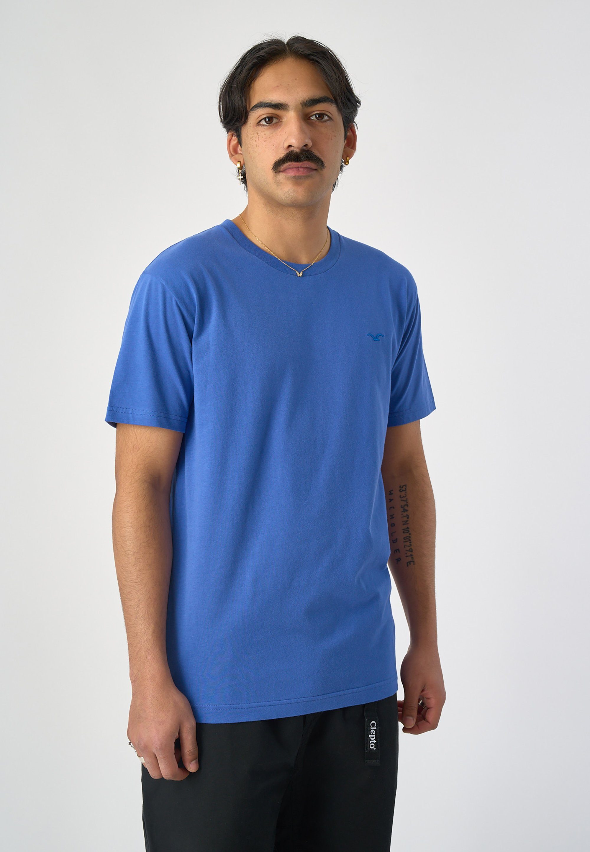 Cleptomanicx T-Shirt Ligull Regular (1-tlg) mit Logo-Stickerei kleiner blau
