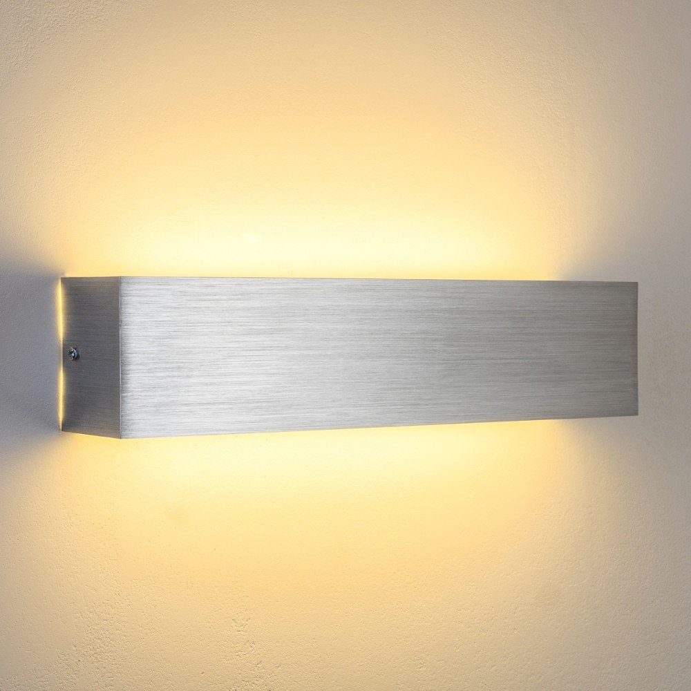 Wandlampe Watt, LED Wandleuchte Metall in aus hofstein 700 »Pavia« Lumen 3000 mit Up & Kelvin, länglicher Wandspot gebürstet, Silber 6x10 Down-Effekt,