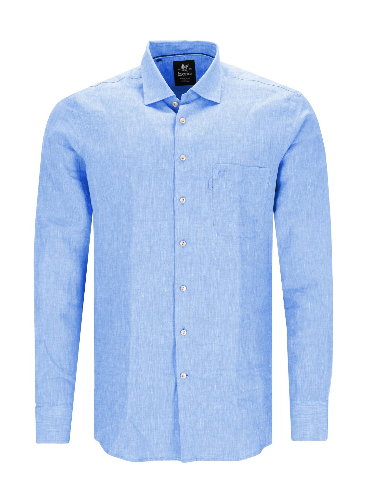 Hajo Leinenhemd Chambray-Hemd aus Leinen mit under Button-Down-Kragen