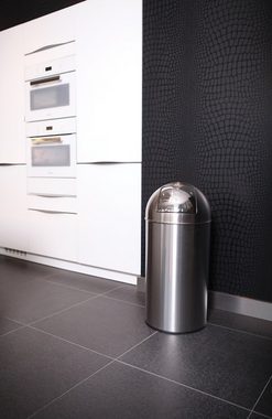 PROREGAL® Mülleimer Abfallbehälter aus Metall, 40 Liter, HxBxT 74x34x34cm, Matt Silber