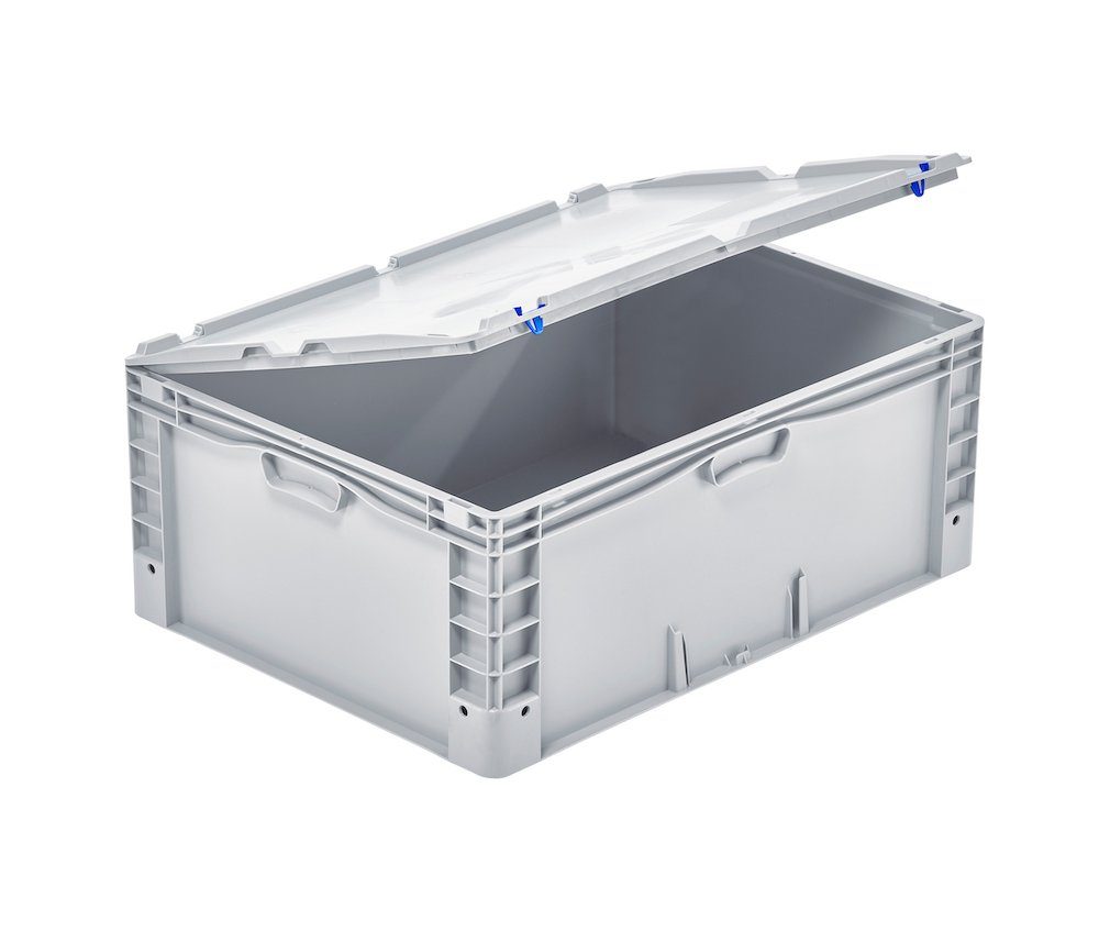 PROREGAL® Stapelbox SparSet Scharnierdeckel, Verschlüsse Blau für Euro-Norm Großbehälter (2 St)