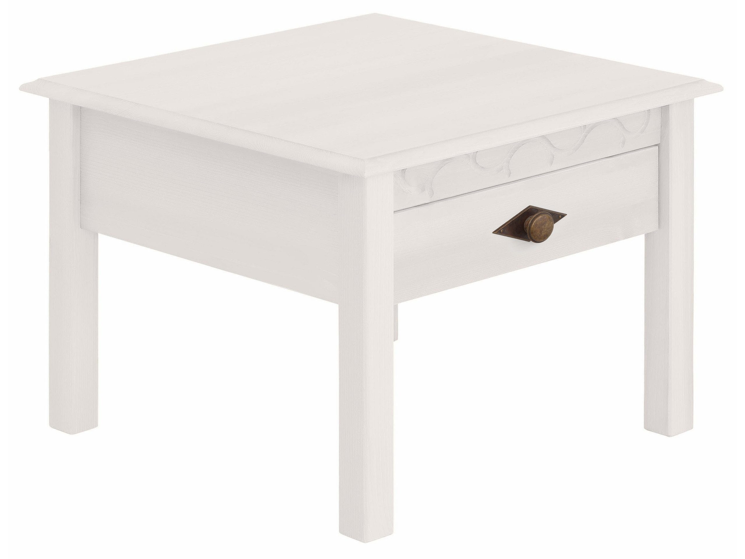 freiraum Couchtisch Lyon, mit 1 Schublade in Weiß, Kiefer - 60x42x60cm (BxHxT)