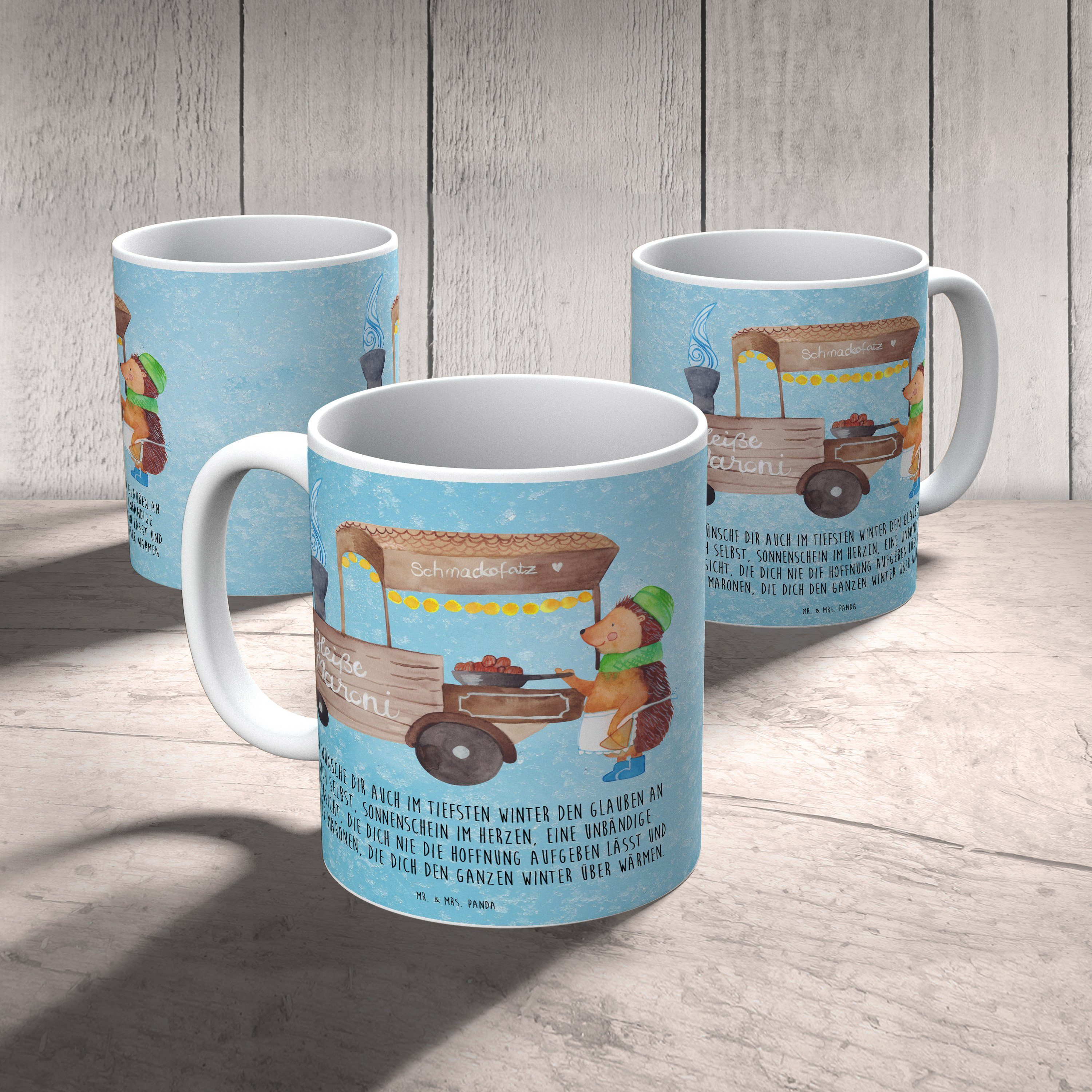 Mr. & Mrs. Igel W, Kastanien, Geschenk Geschenk, Maronen - Duft, - Panda Eisblau Tasse Keramik Tasse