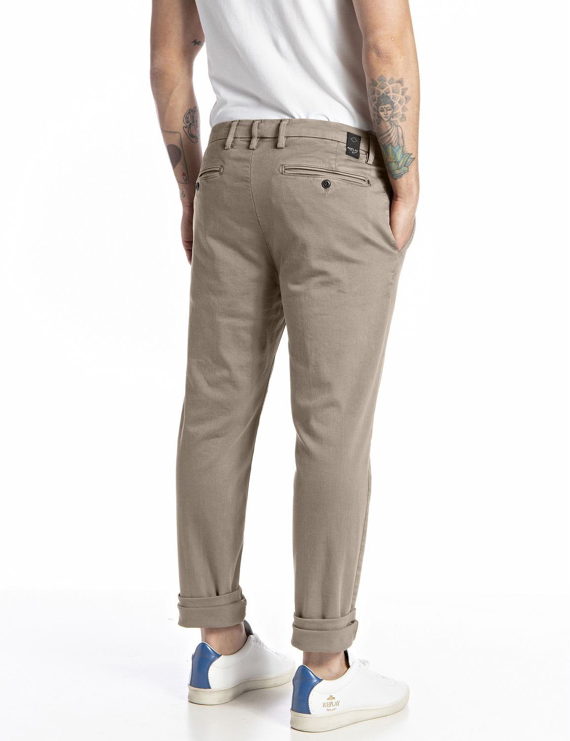 Replay Zeumar Chinohose X.L.I.T.E. Jeans Fit Slim Color (1-tlg) beige Hyperchino