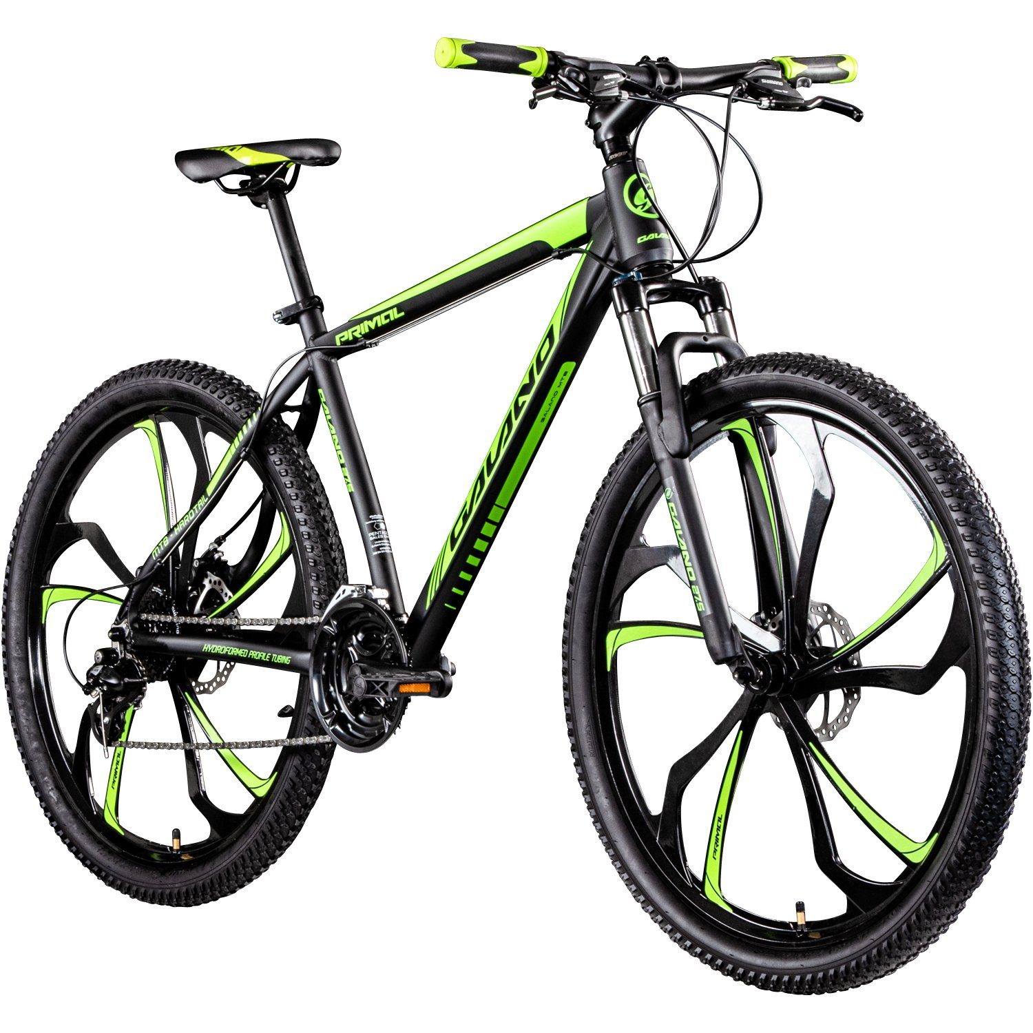 Galano Mountainbike Primal, 24 Gang, Kettenschaltung, Mountainbike Jugendliche und Erwachsene 165-185cm MTB Hardtail Fahrrad schwarz/grün