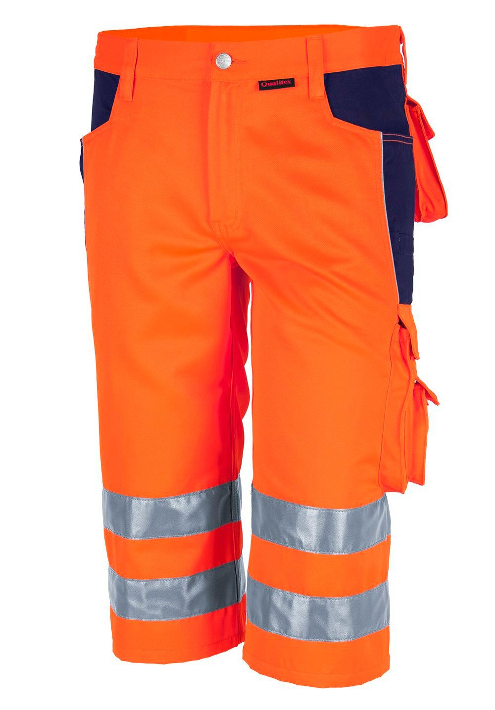 Qualitex Workwear Arbeitsshorts reflektierende PROfessionals Warnschutz-Shorts (faserverstätkt) (1-tlg) kurze Arbeitshose - 11 Taschen - …