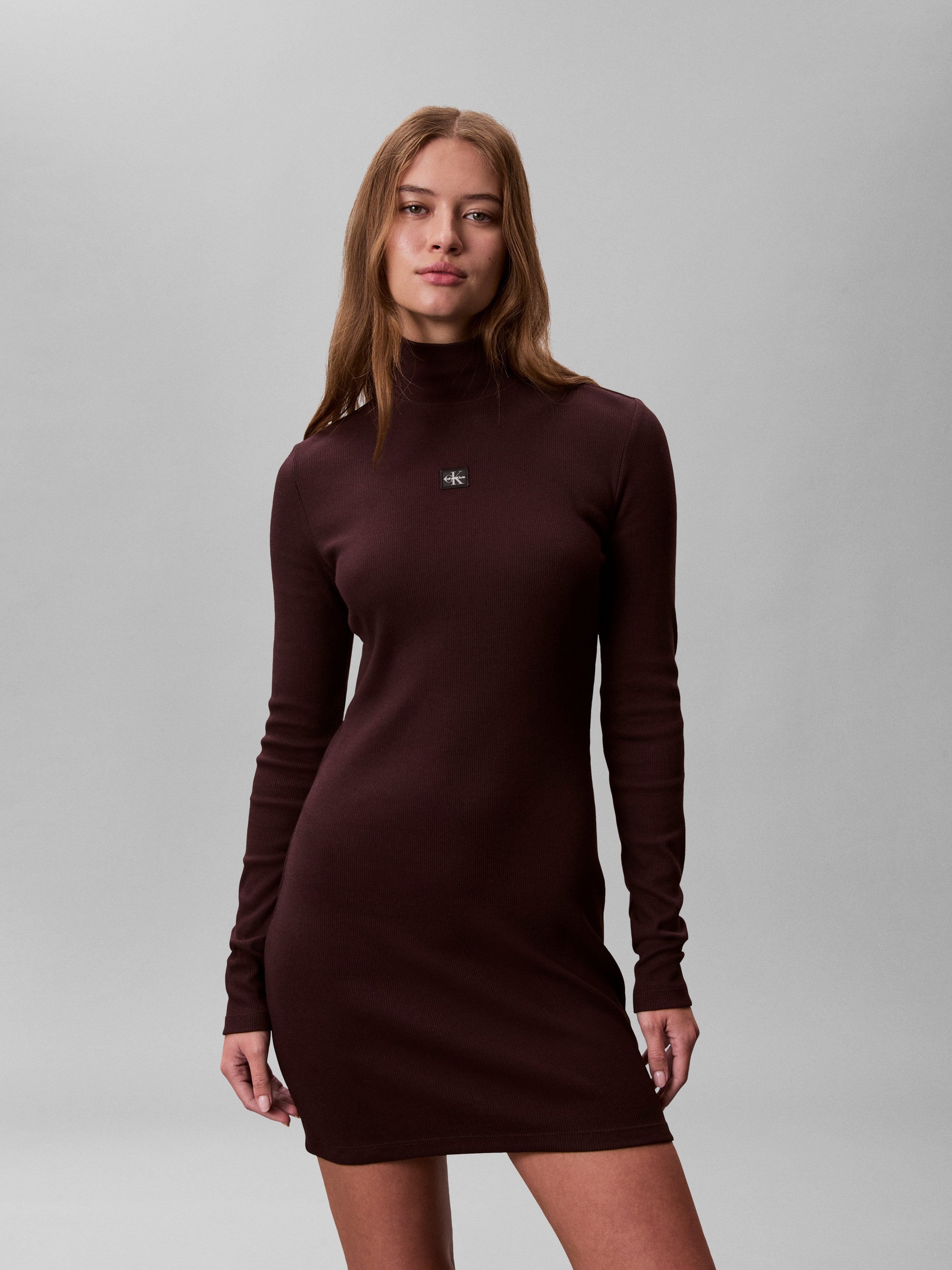 Calvin Klein Jeans Minikleid Figurbetonte Passform mit Stehkragen