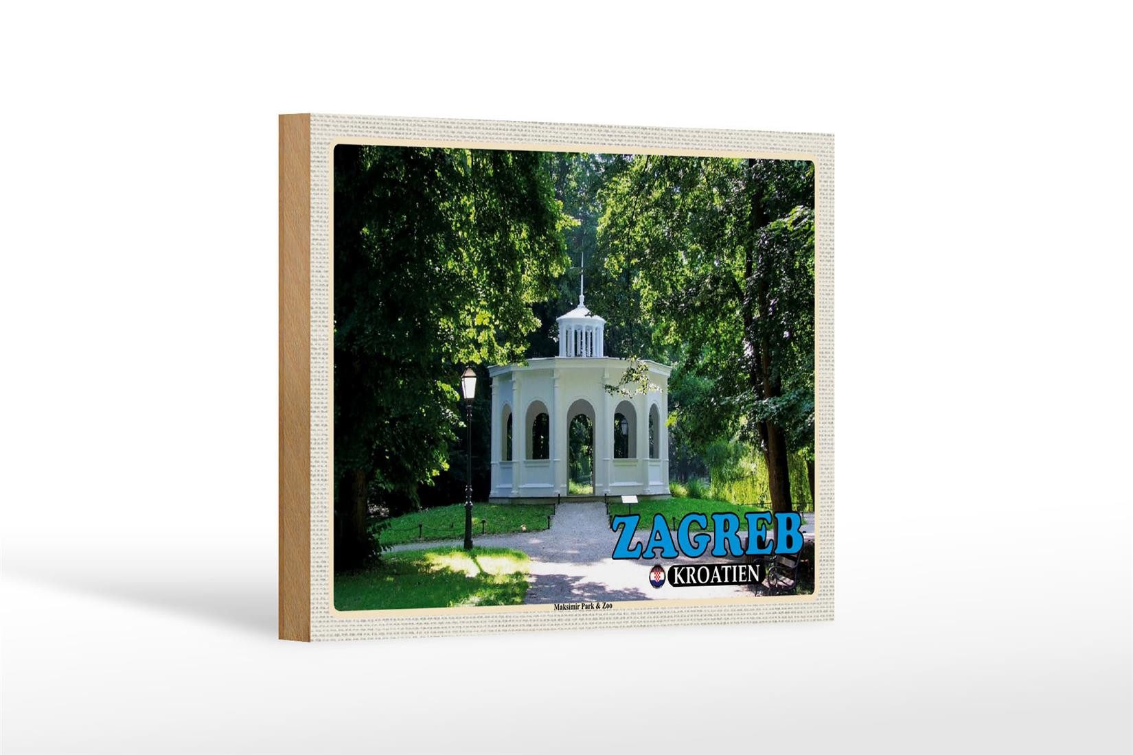 Femer GmbH Holzbild Reise 18x12 cm Zagreb Kroatien Maksimir Park & Zoo, (1 St), Glatte Holzfaserplatte (MDF), vorn beschichtet