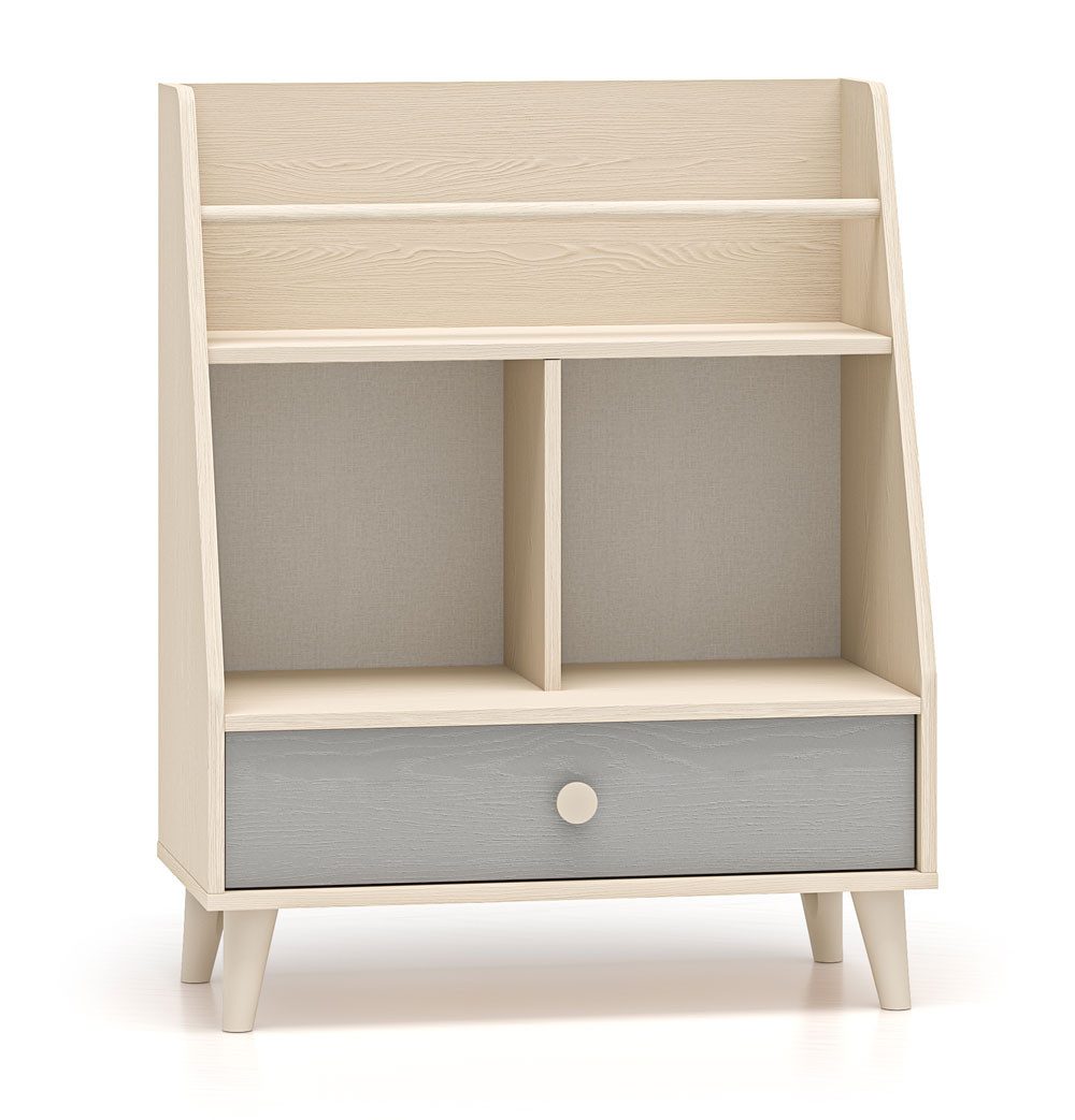 Feldmann-Wohnen Bücherregal Mevel, mit Schublade, mit Vollauszug 1-tlg., 72x36x90cm Wüstensand Palladiumgrau mit Schublade