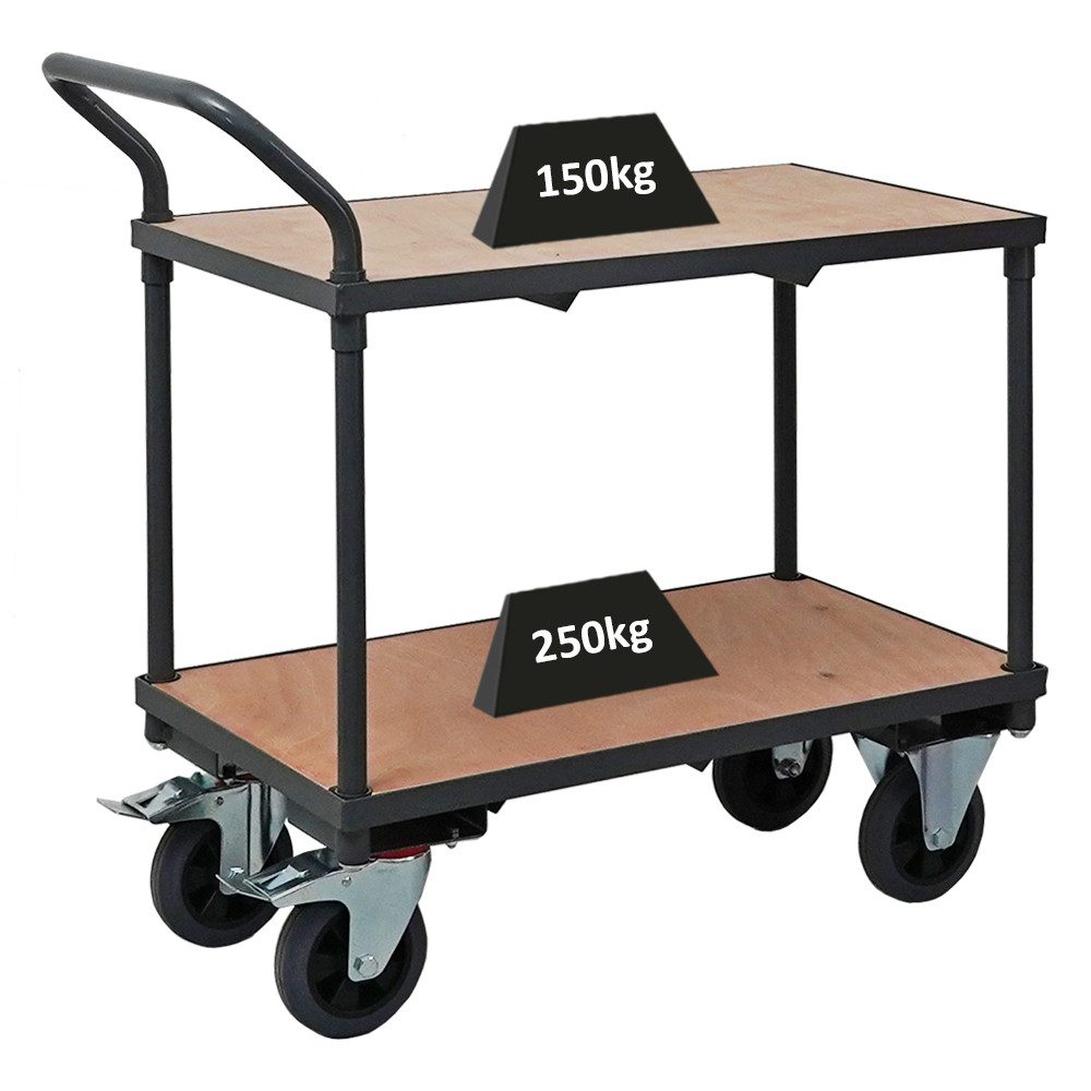 PROREGAL® Tischwagen Transportwagen Handwagen Materialwagen Plattformwagen Pro, Handwagen Materialwagen Plattformwagen mit Vollgummibereifung