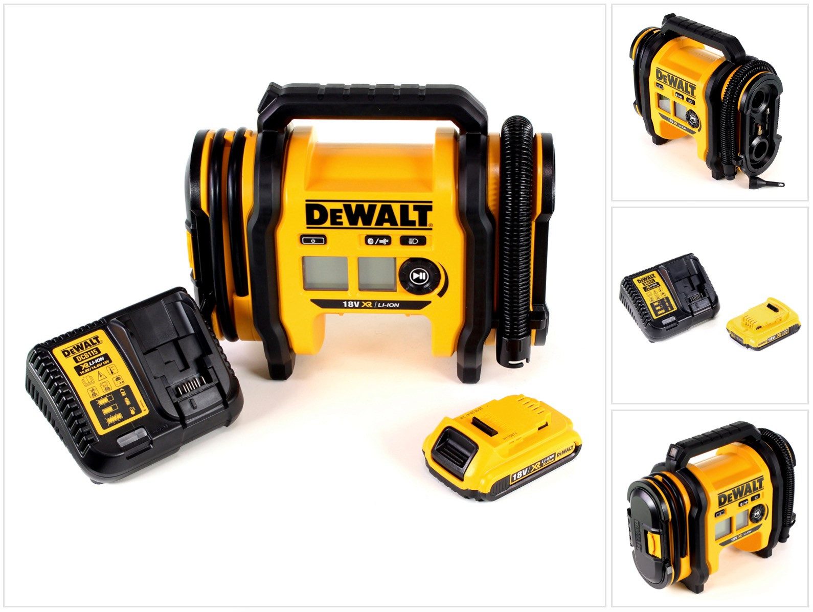 DeWalt Akku-Handkompressor DCC 018 N Akku Luftkompressor 18V 11bar KFZ + 1x Akku 2,0Ah + Ladeger