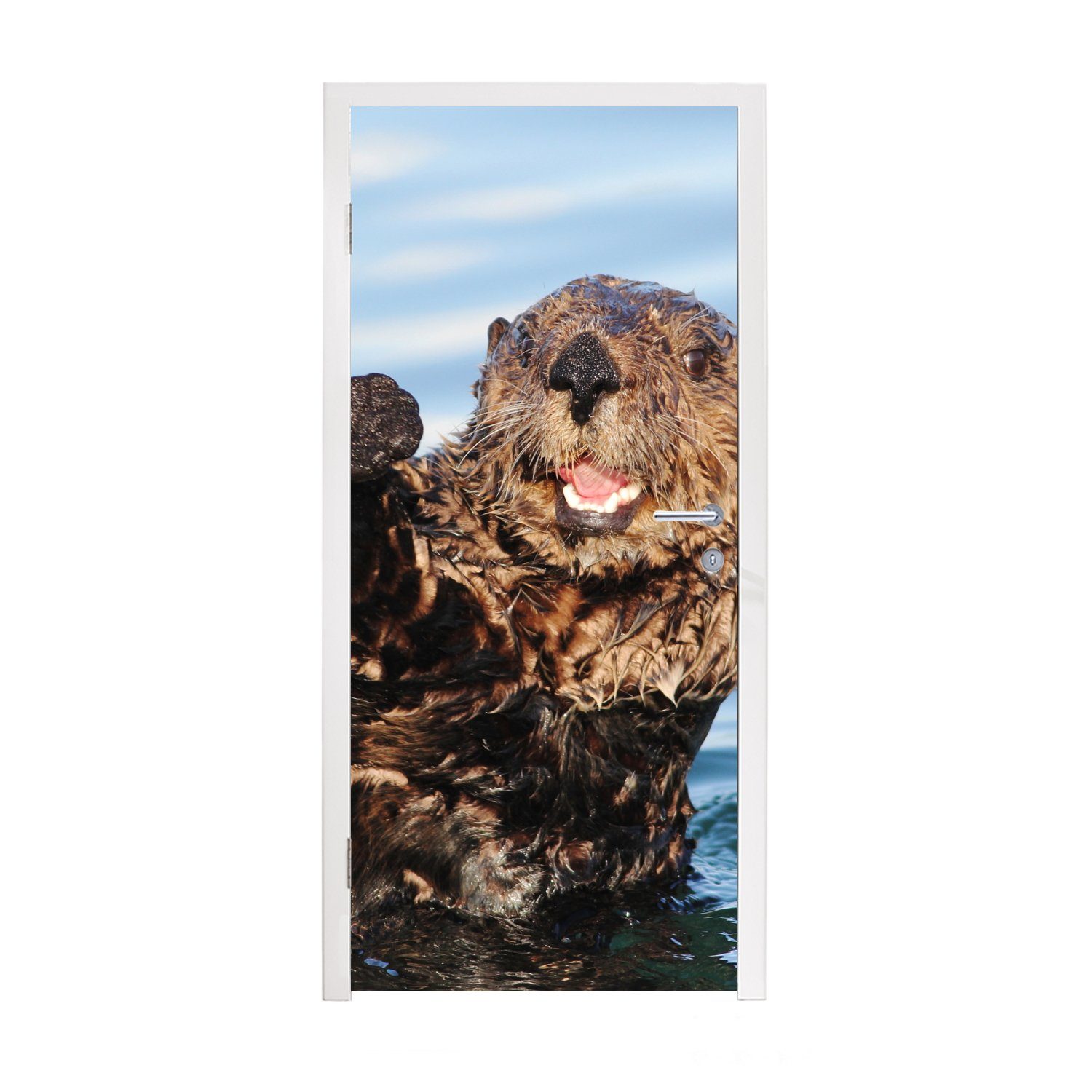 MuchoWow Türtapete Otter im Wasser, Matt, bedruckt, (1 St), Fototapete für Tür, Türaufkleber, 75x205 cm