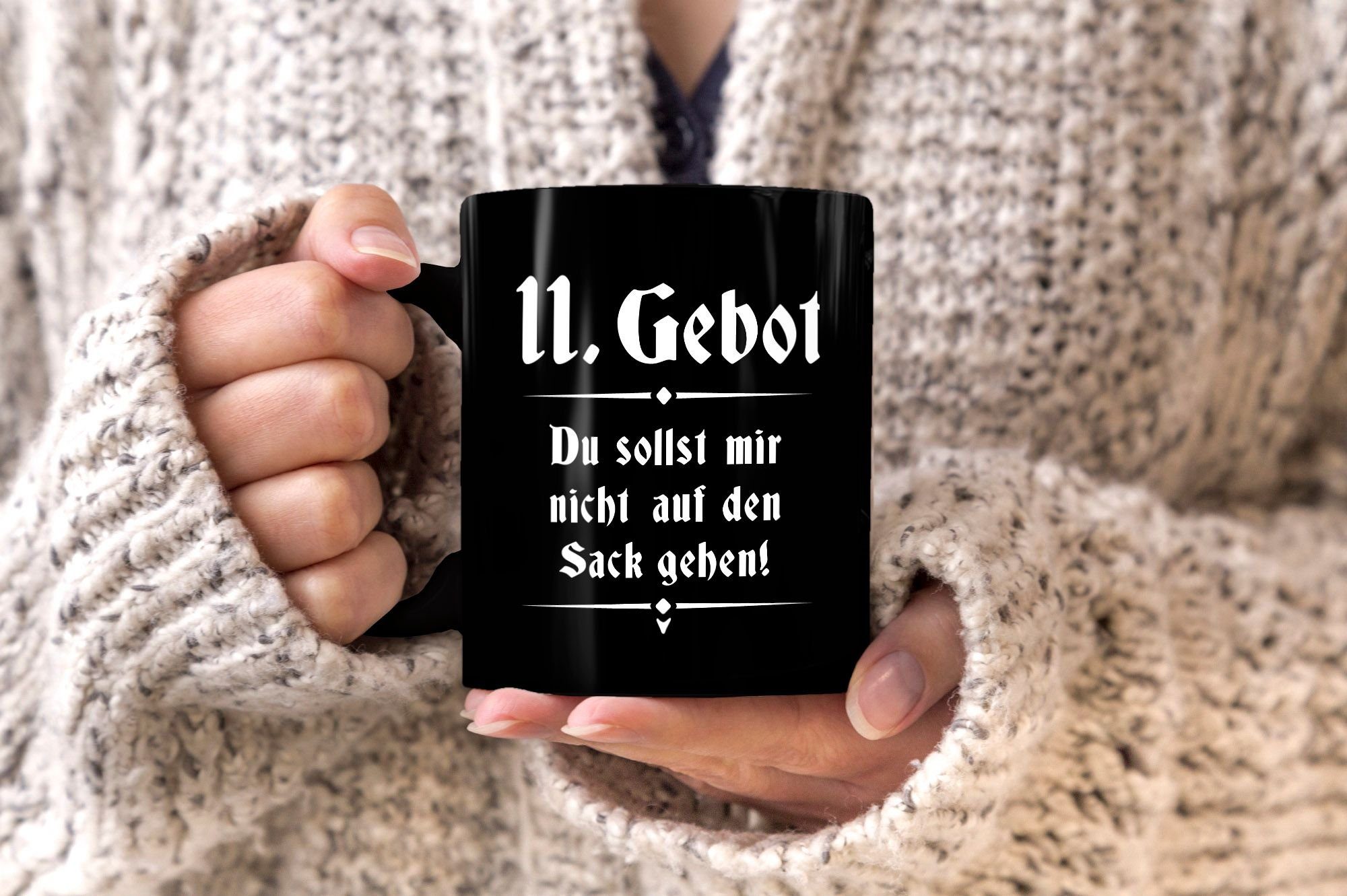 MoonWorks Tasse Kaffee-Tasse mit Spruch 11. Gebot du sollst mir nicht auf den Sack gehen Bürotasse lustige Kaffeebecher MoonWorks®, Keramik – Bild 4 von 4