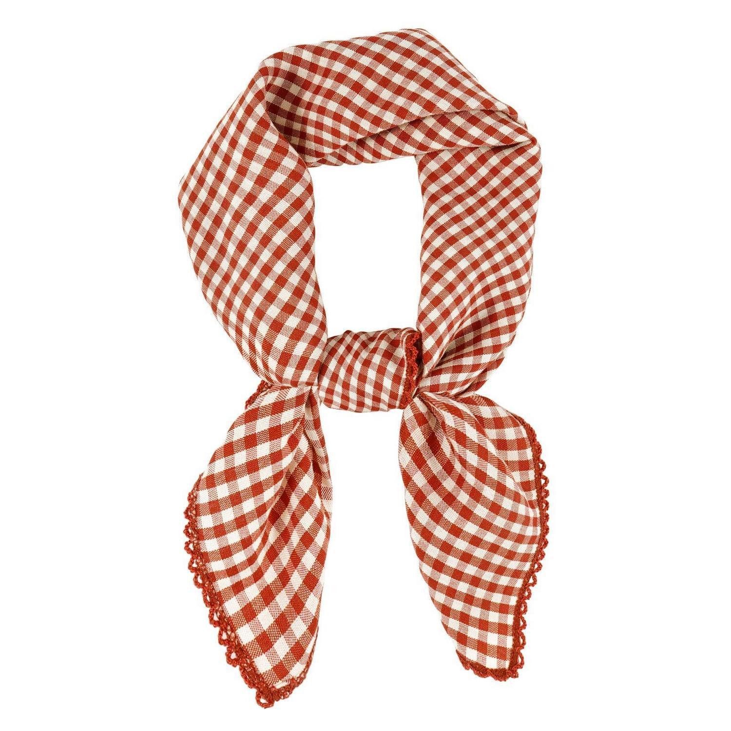 LuxusKollektion Bandana Halstuch Damen Sommer Schal Rot kariert 65x65cm