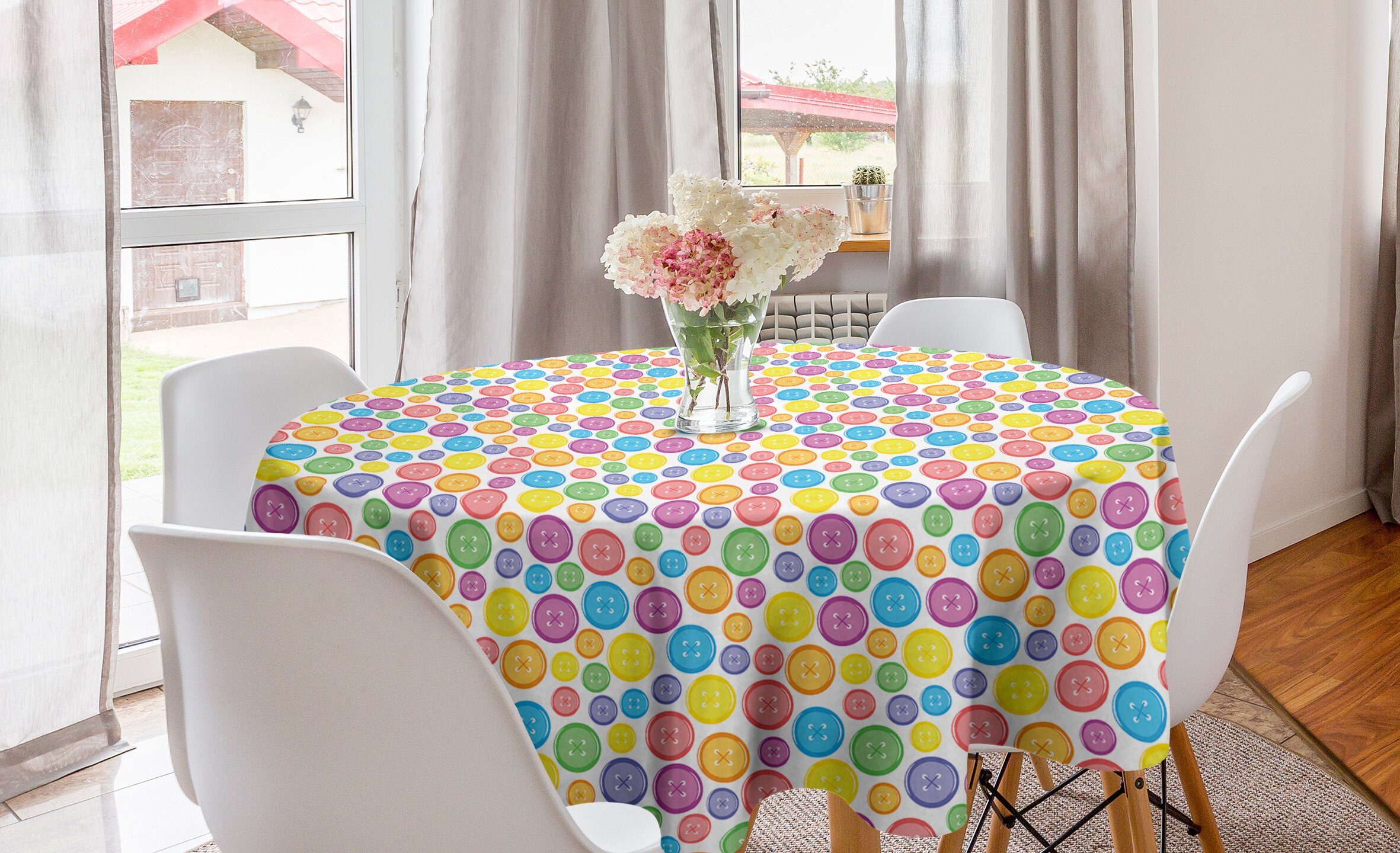 Circular Dekoration, Tischdecke Kids Buttons Tischdecke Kreis Abakuhaus Esszimmer Küche Abdeckung für
