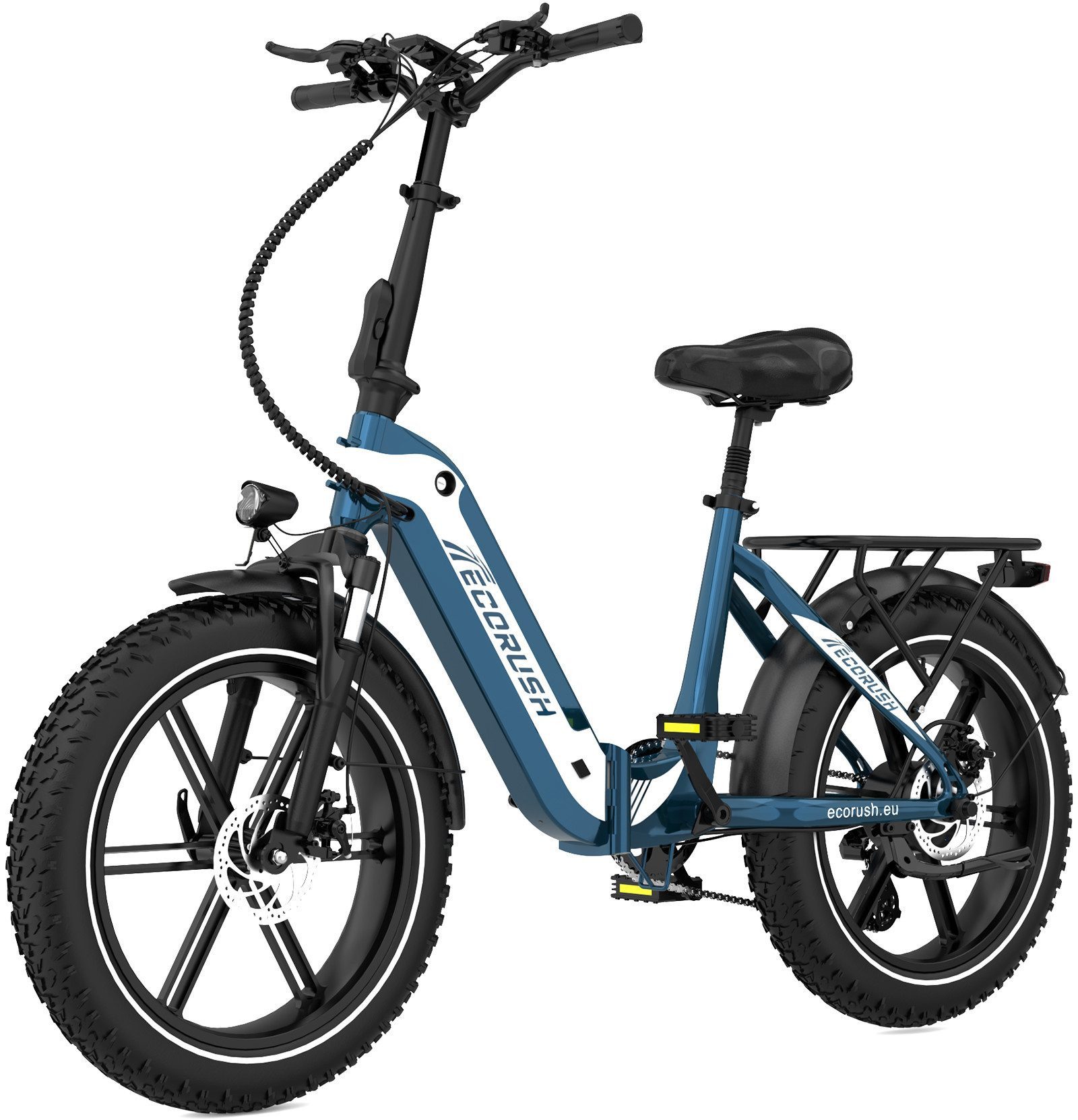 ECORUSH E-Bike Faltrad R2 20*4,0 Zoll Elektrofahrrad bis zu 60-100km, 7 Gang shimano, Kettenschaltung, Faltrad, MTB E Mountainbike, Pedelec für Damen u. Herren