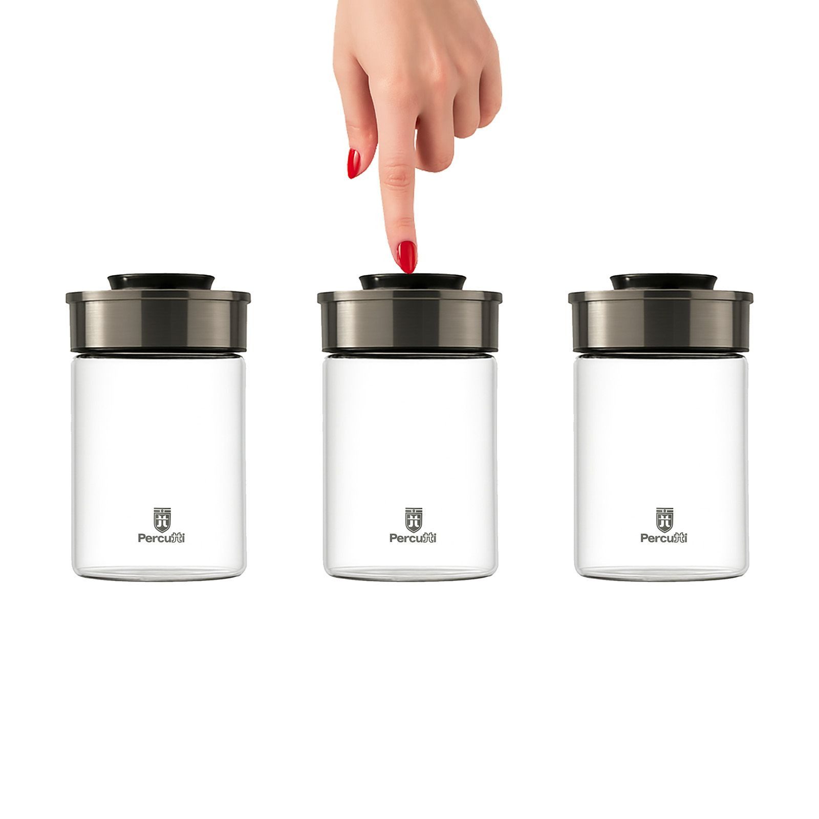 BURI Vorratsglas Vakuum Vorratsdosen 3er Set 1000ml Einmachgläser Vorratsgläser, Glas