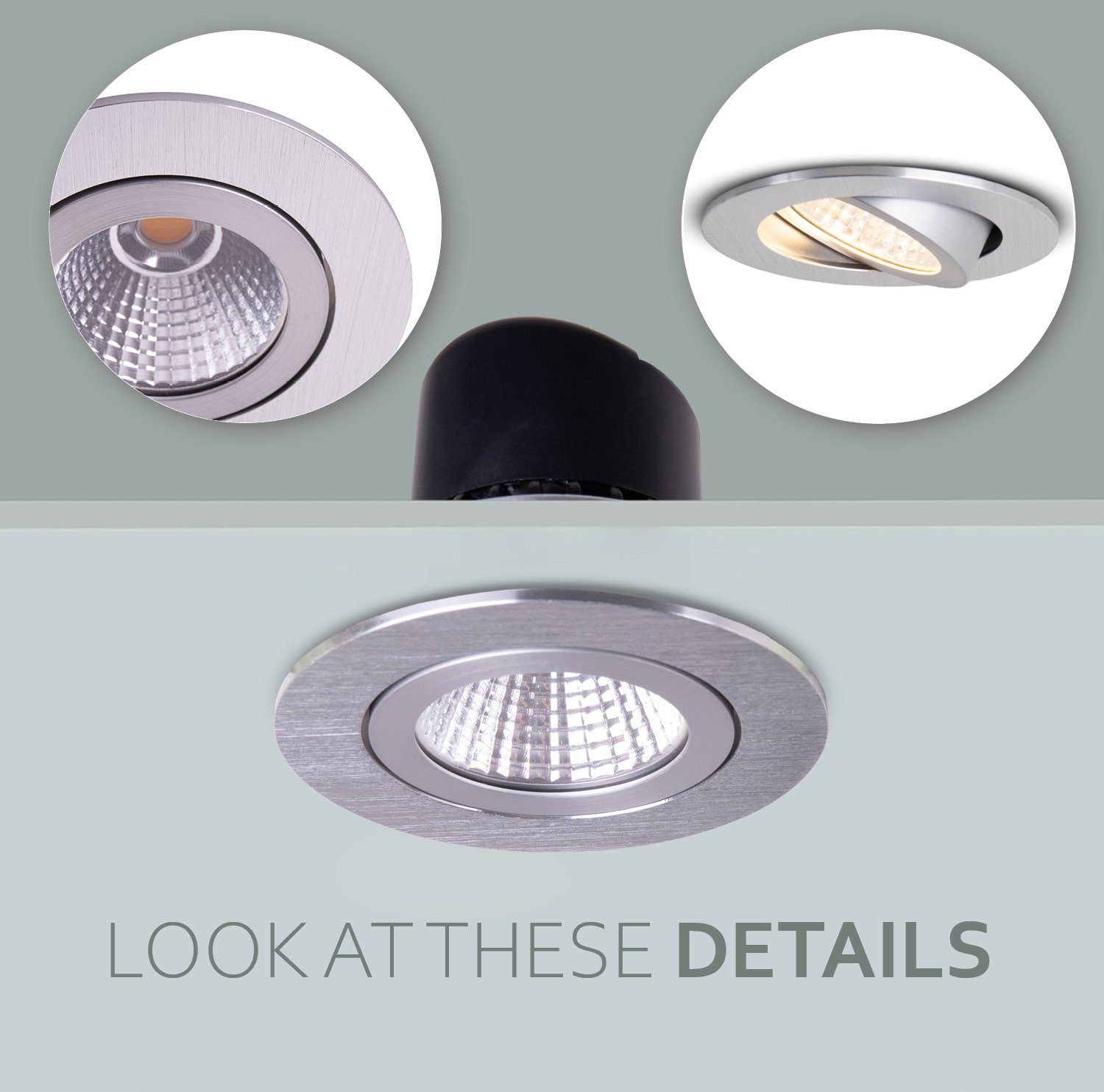 Einbaustrahler LED dimmbar LED Einbauleuchte wechselbar, Paco LED Spotlight Flach Strahler Home Rita, Warmweiß, Schwenkbar