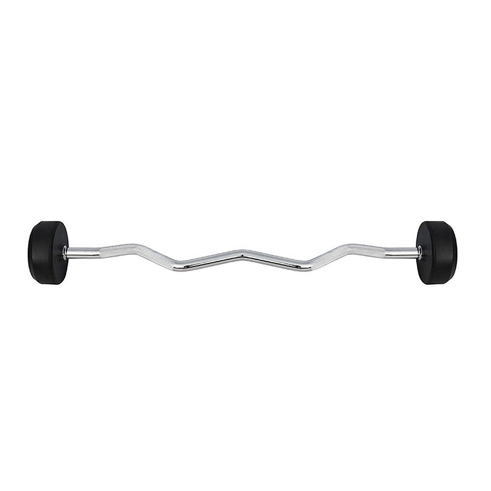 HMS Curlstange Curlhantel Bizepstrainer Armtrainer, Chromstahl, Stahl, 117.5 cm (Spar-Set, 1-tlg., 117, 5 cm gerändelt), Gummierte Hantelscheiben, gerändelter Griff