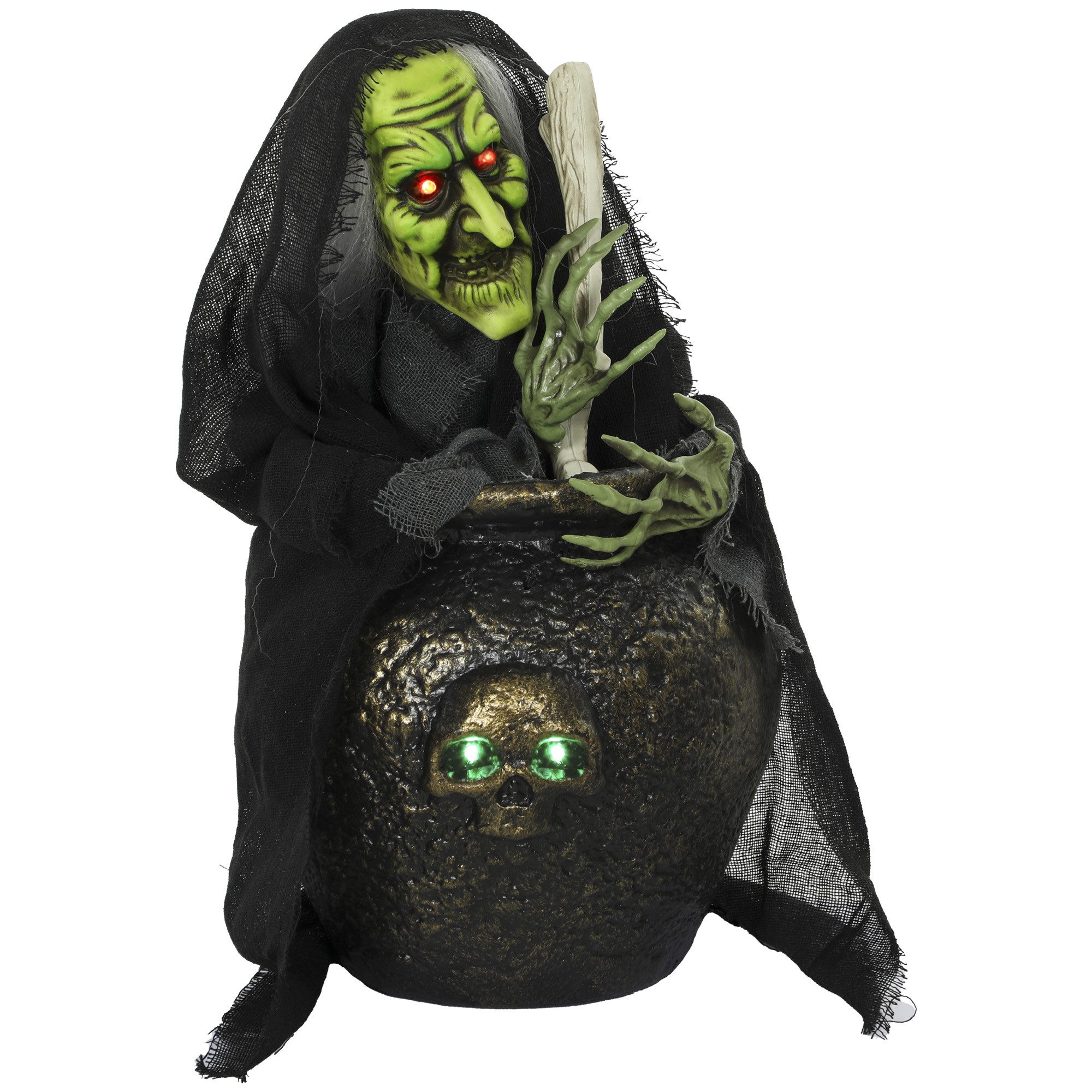 HOMCOM Dekofigur Animierte Halloween-Tischhexe (Set, 1 St., 1-tlg), Sound-,Touch-Aktivierung, rührender Kessel, LEDs – Bild 2 von 5