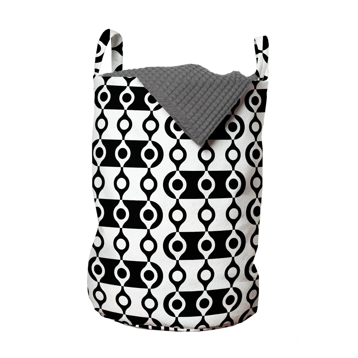Abakuhaus Wäschesäckchen Wäschekorb mit Griffen Kordelzugverschluss für Waschsalons, Abstrakt monochrome Stripes